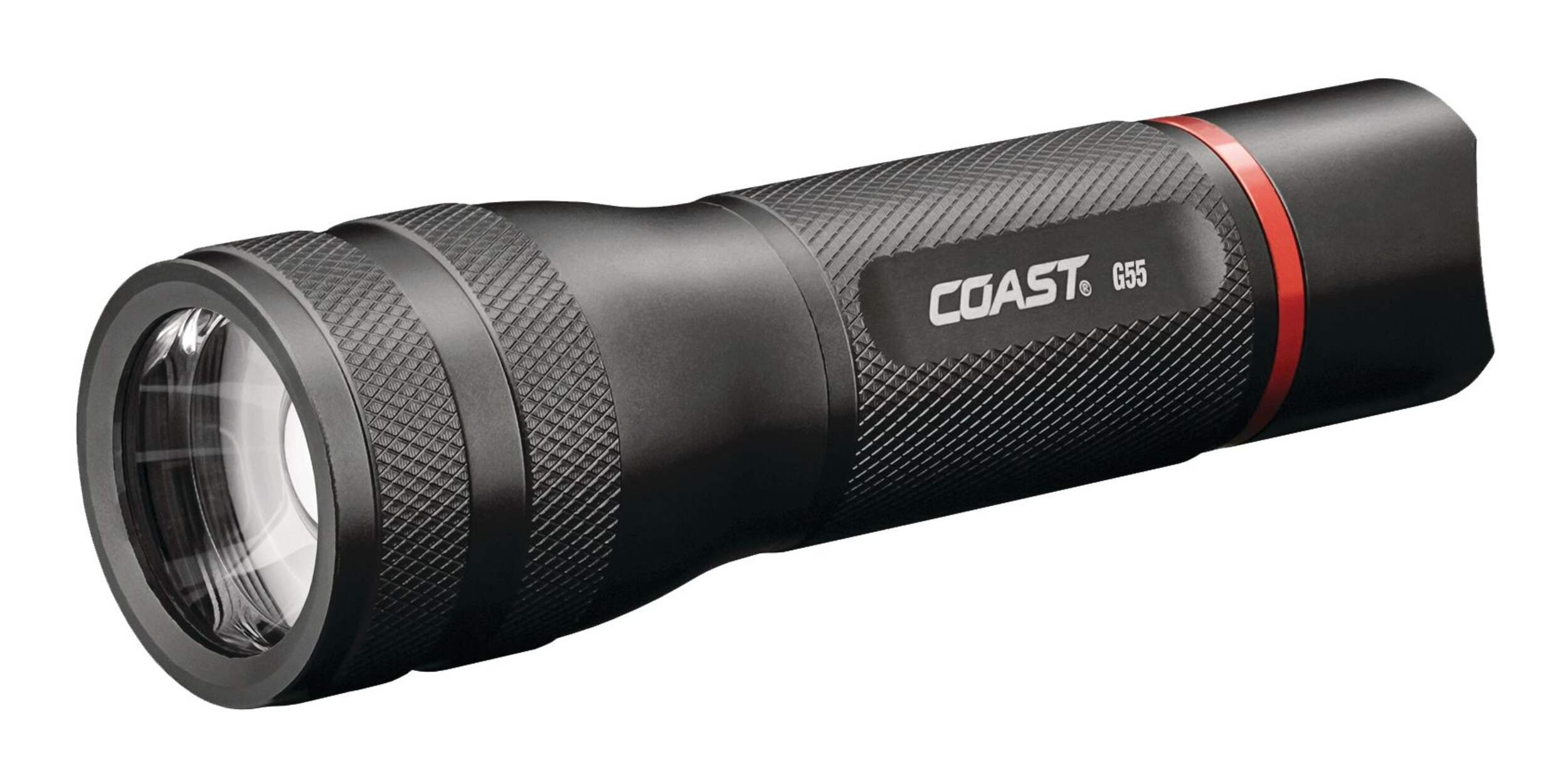 Coast G55 750 Lumens Water Resistance Aluminum Twist Focus Handheld Flashlight, Batteries Included, Black