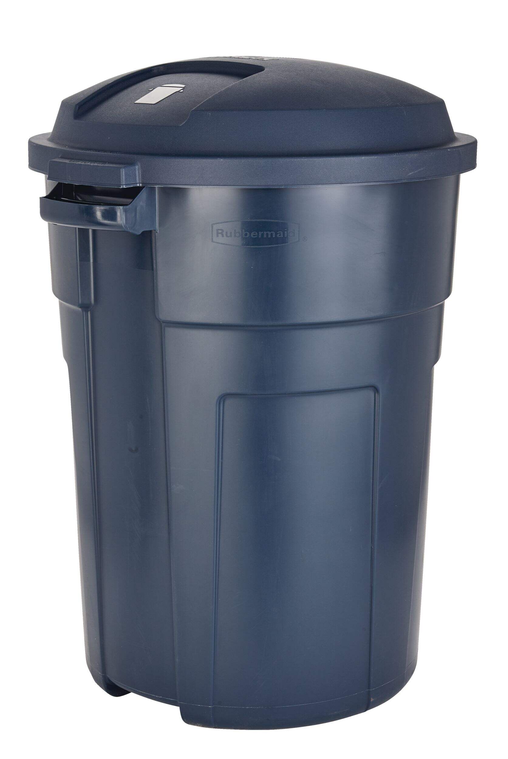 Rubbermaid Roughneck Plastic Circular Garbage Can, Blue, 121-L