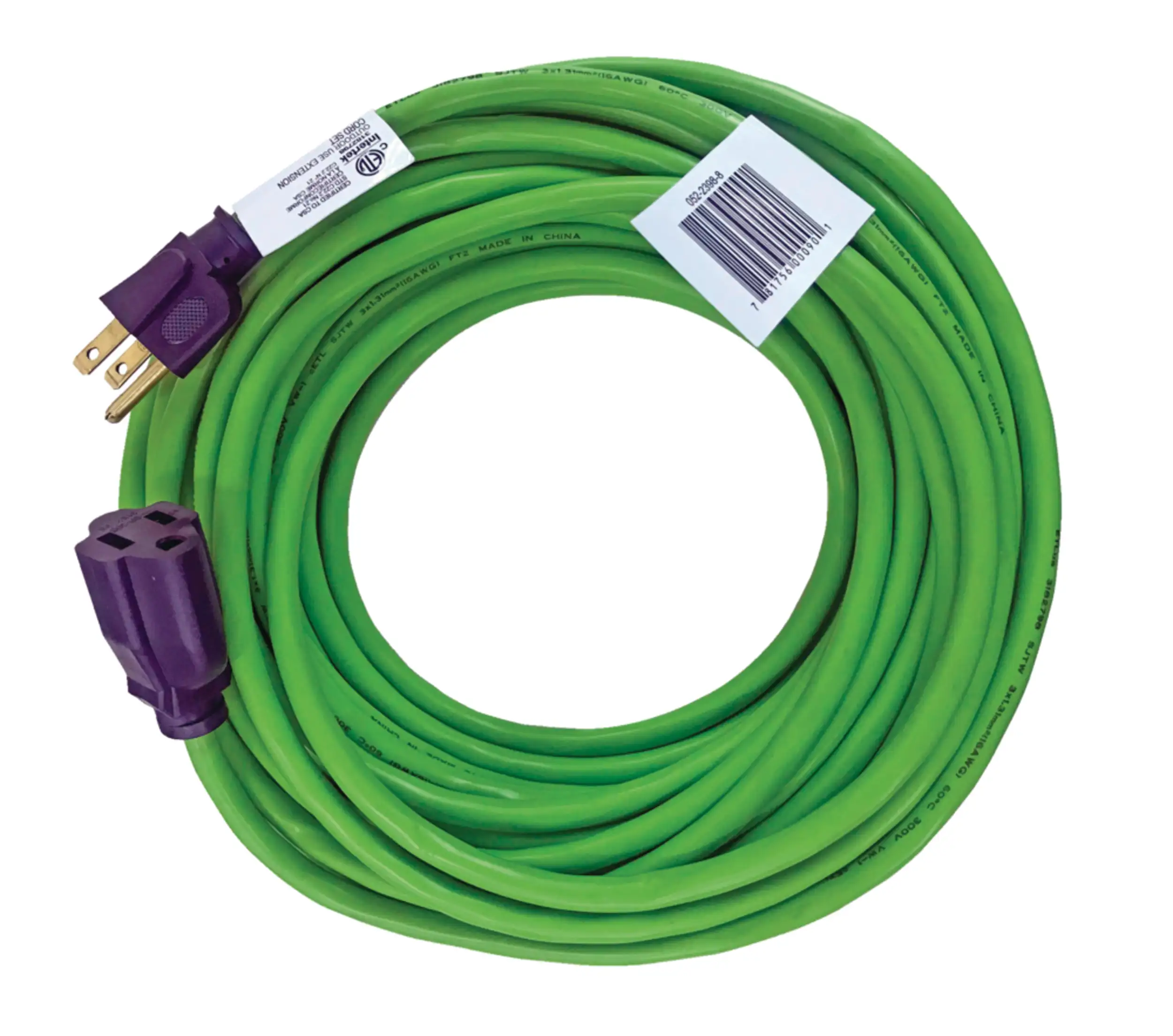 NOMA 49-ft 3-in 16/3 Outdoor Extension Cord with Grounded Outlet, Lime Green