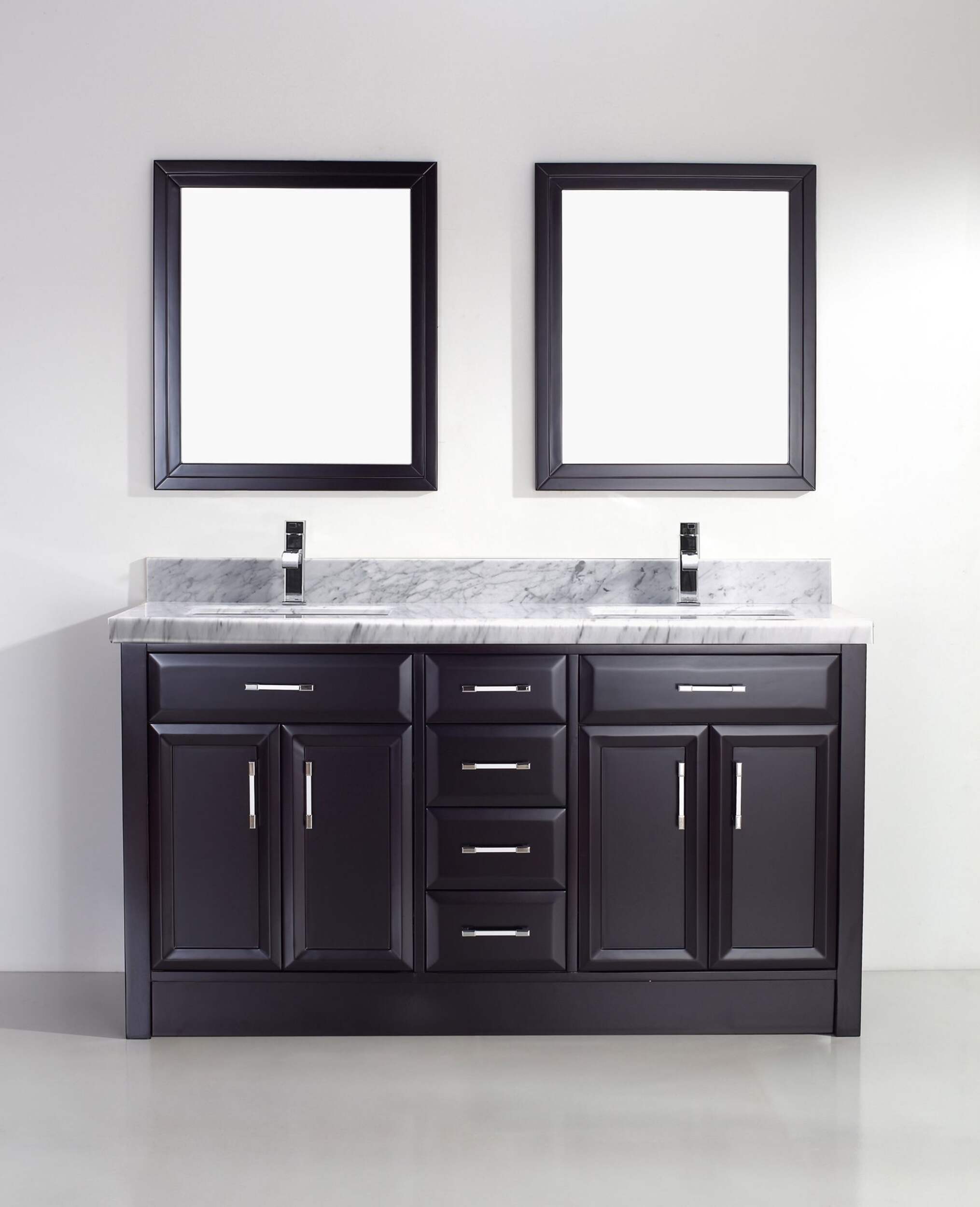 Urban Bathe Callan Bathroom Vanity with Natural Marble Top, Espresso/Carrera, 63-in