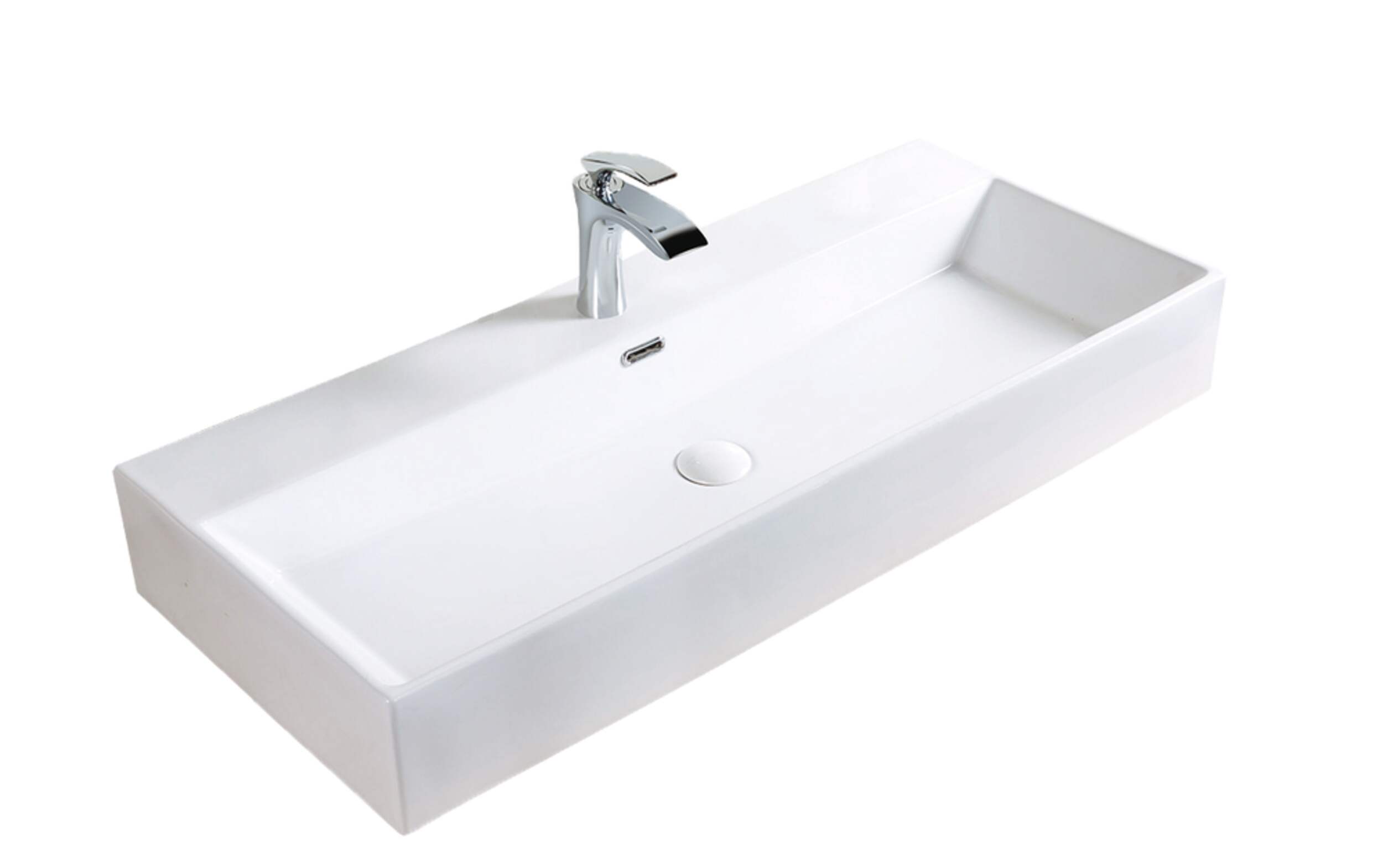A&E Bath Hadley Ceramic Vessel Bathroom Sink/Basin with Overflow, Glossy White