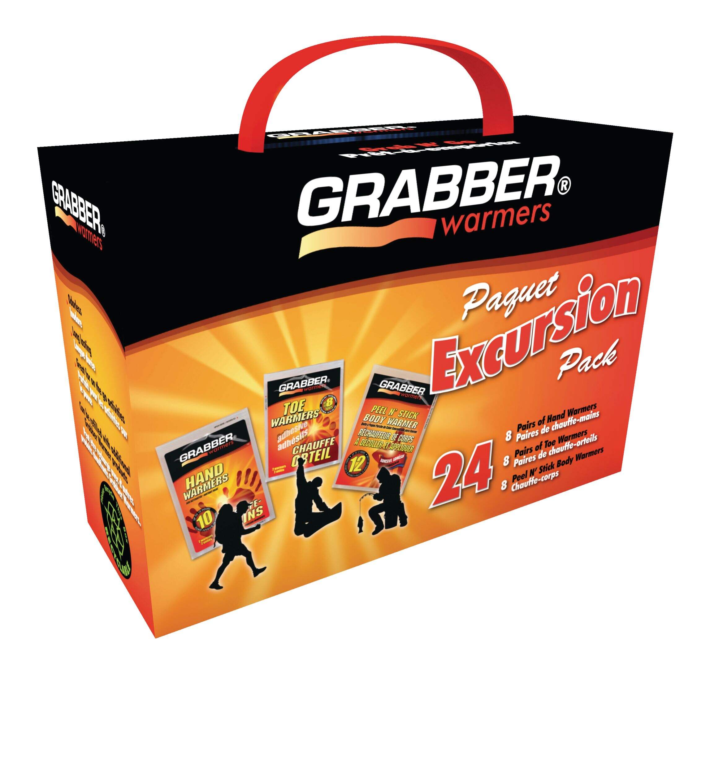 GrabberÃÂ® Warmers Excursion Pack With Hand/Toe/Body Warmers for Hunting/Hiking/Camping, 24-Pk
