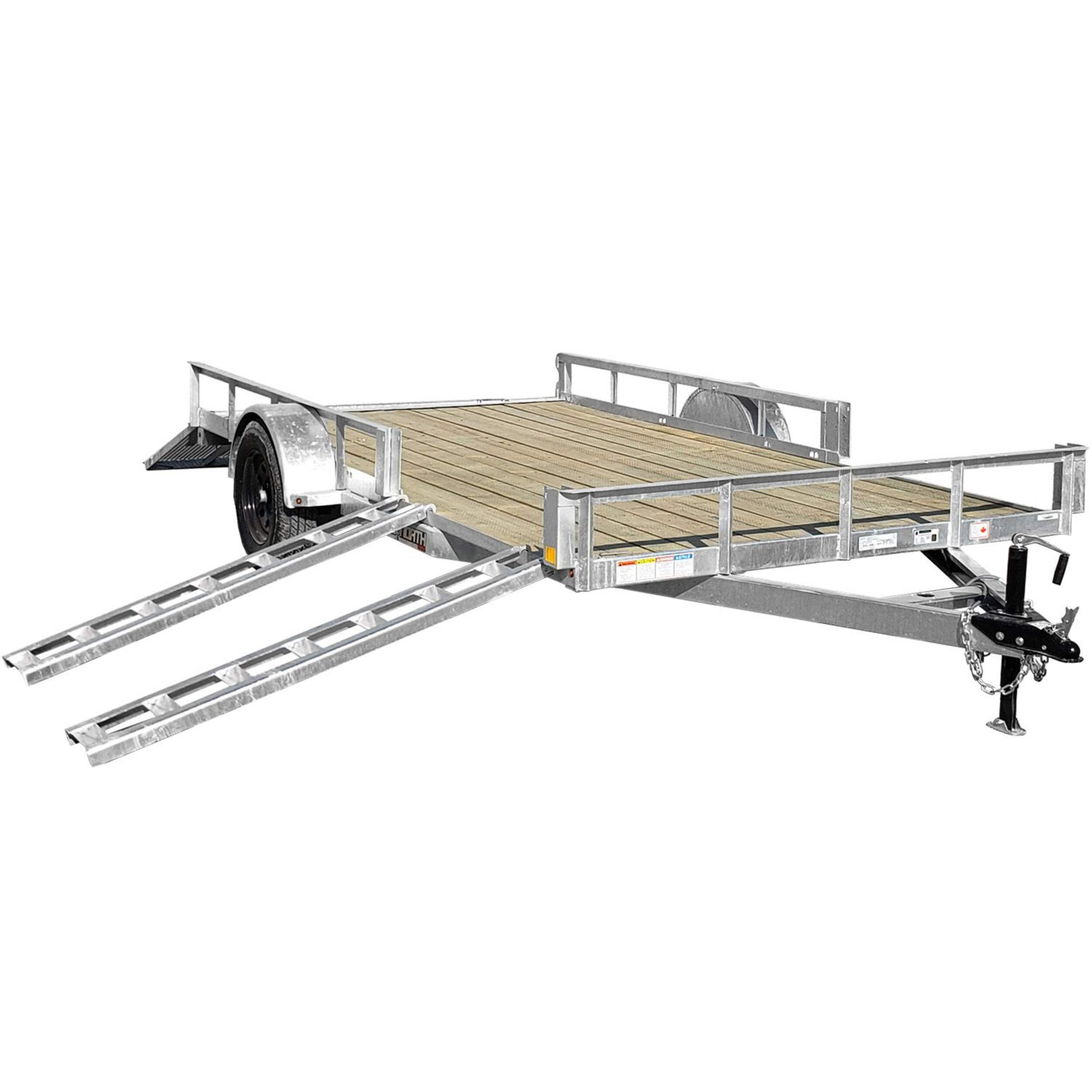 True North 83-in x 14-ft Utility Trailer with Gate & Side ATV Ramps, Galvanized