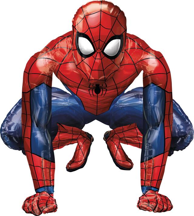 Disney Marvel Spider-Man Satin Giant Gliding Air-Walker Foil Balloon, Red/Black, 36-in, Helium Inflation & Ribbon Included for Birthday Party