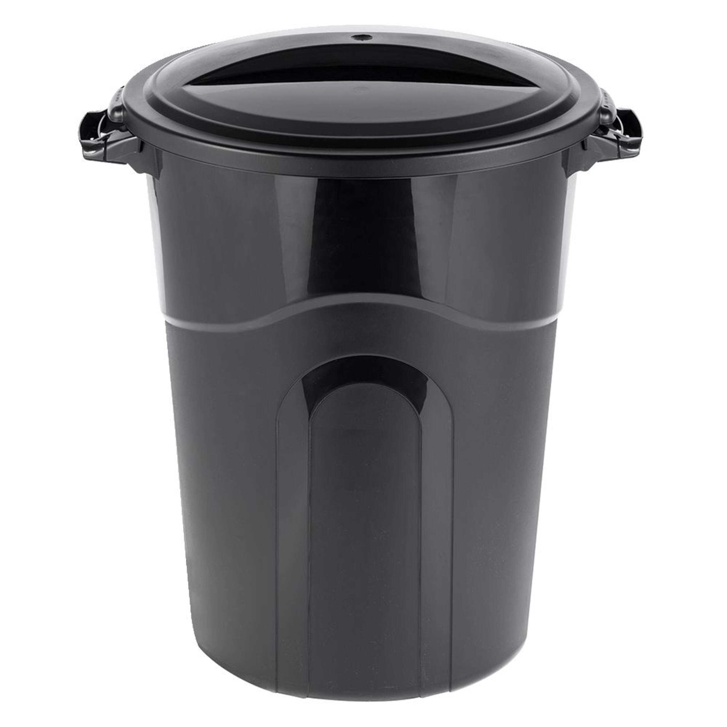 United Solutions Plastic Circular Garbage Can, Black, 121-L