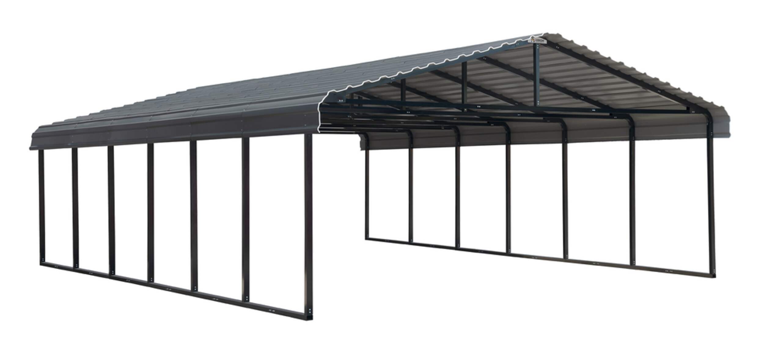 Arrow Carport, Charcoal, 20-ft x 29-ft x 7-ft