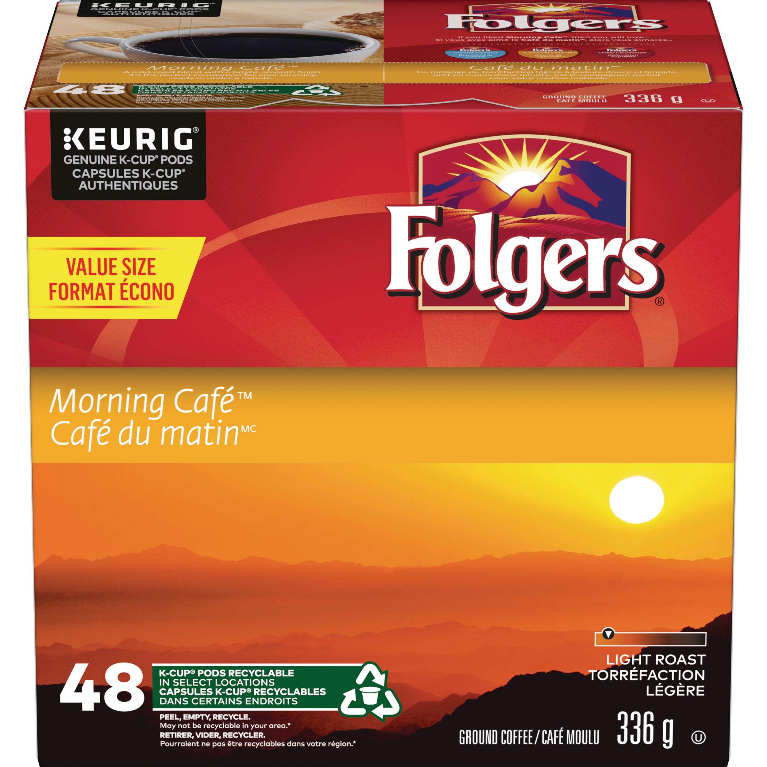 Keurig Folgers Morning CafeÃÂ® Light Roast K-CupÃÂ® Coffee Pods, 336-g, 48-pk