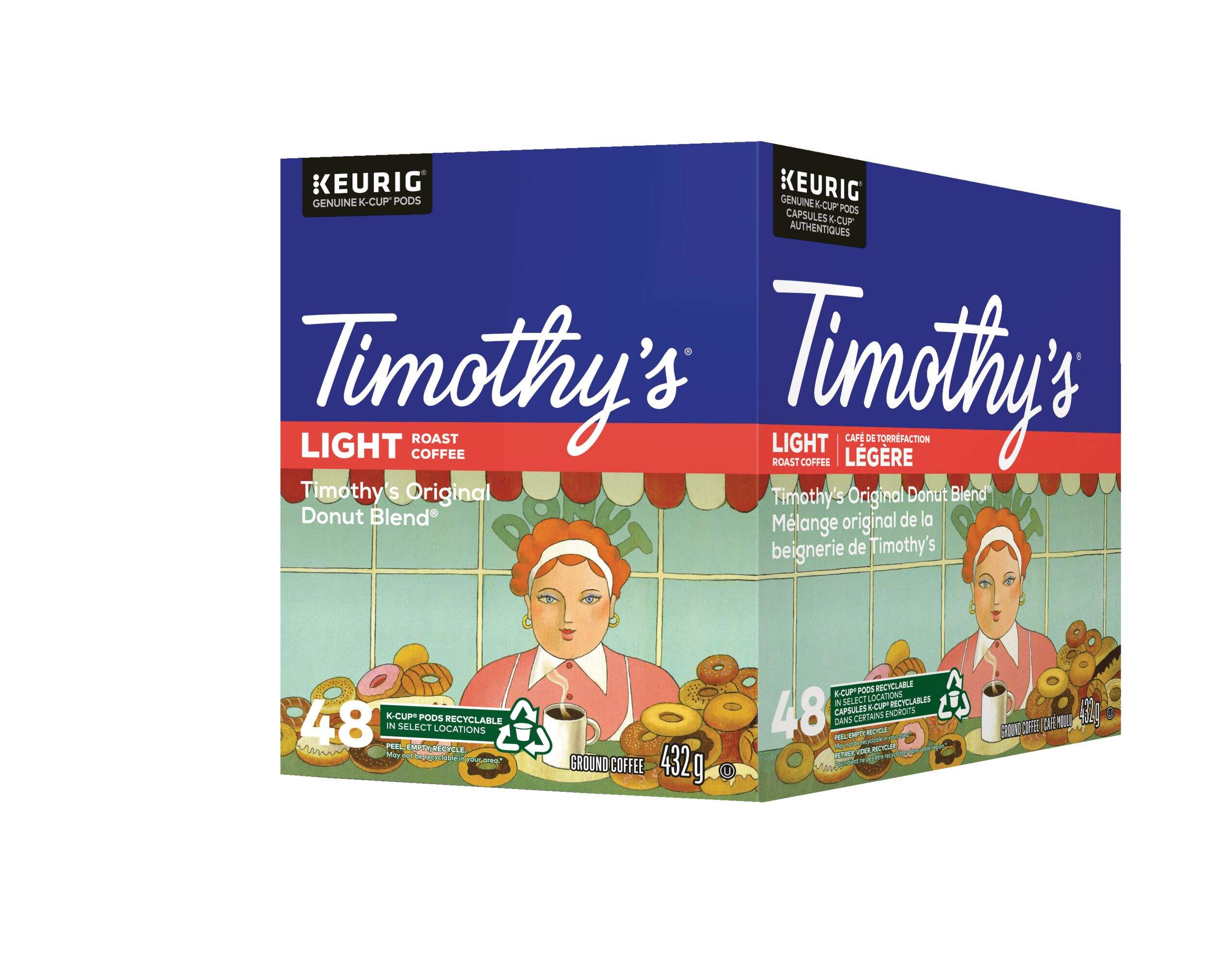 Keurig Timothy's Original Donut Blend Light Roast K-CupÃÂ® Coffee Pods, 432-g, 48-pk