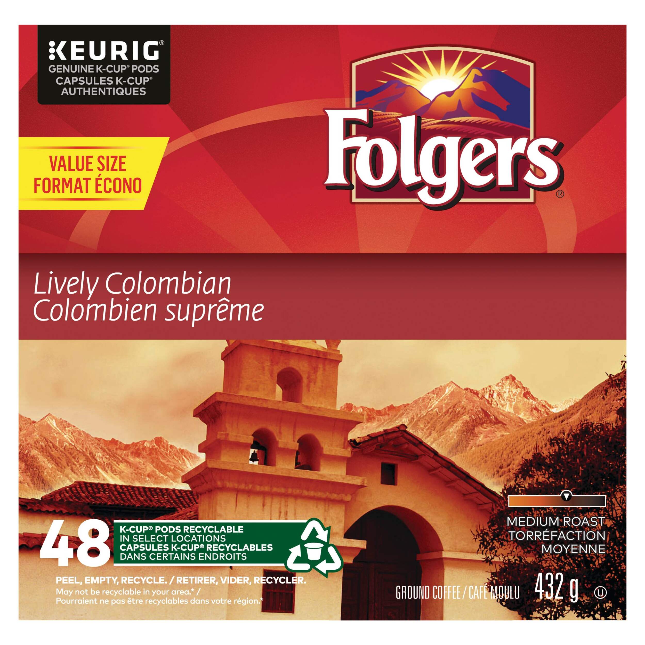 Keurig Folgers Lively Colombian Medium Roast K-CupÃÂ® Coffee Pods, 432-g, 48-pk