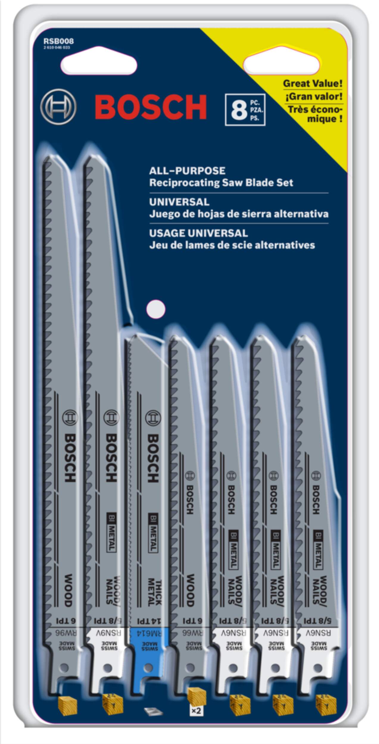 Bosch Assorted Reciprocating Blade Set, 8-pk