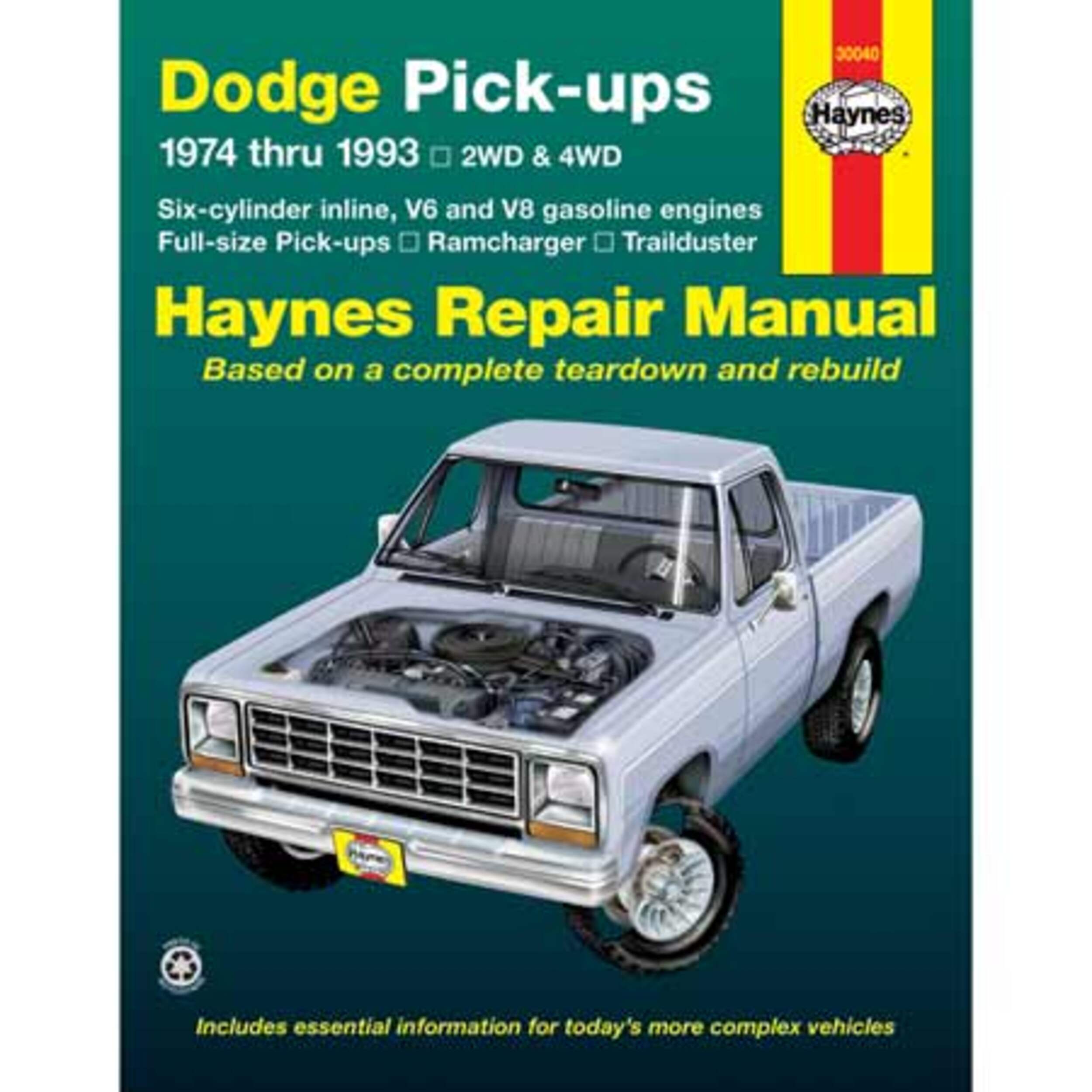 Dodge Pick-ups 1974 thru 1993 Haynes Repair Manual, 30040