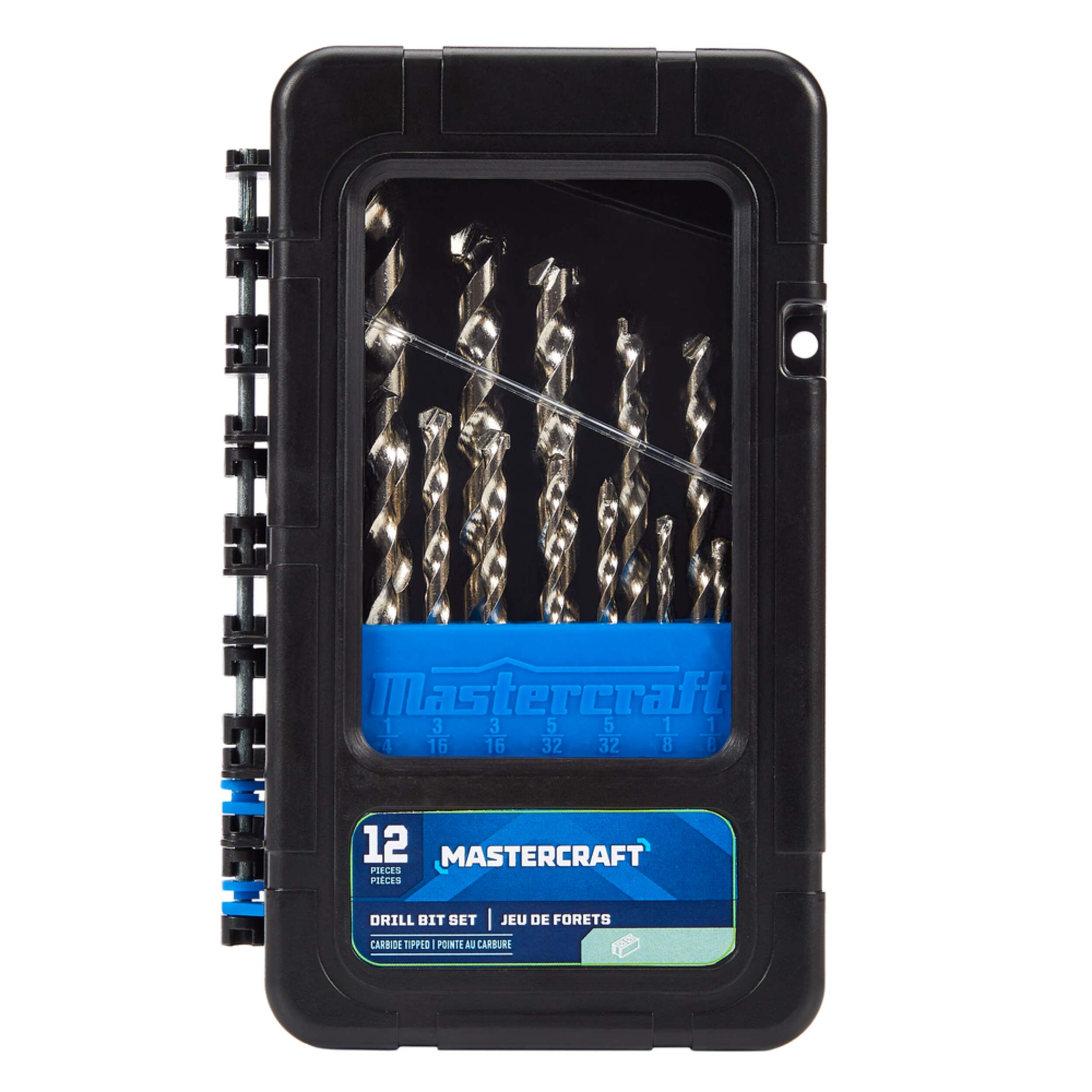 Mastercraft Carbide Tipped Drill Bit Set with Storage Case for Masonry, Stone, 12-pc
