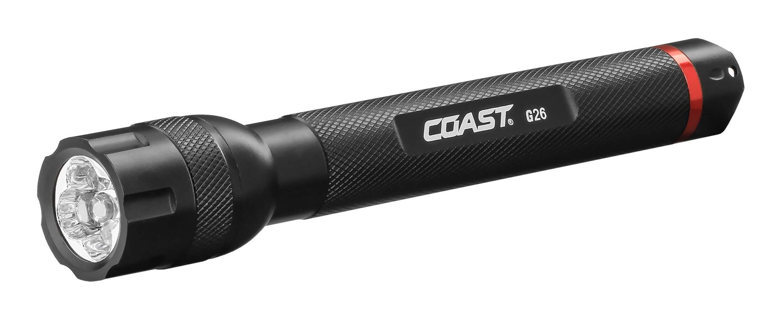 Coast G26 330 Lumens Weatherproof Aluminum LED Handheld Flashlight, Batteries Included, Black