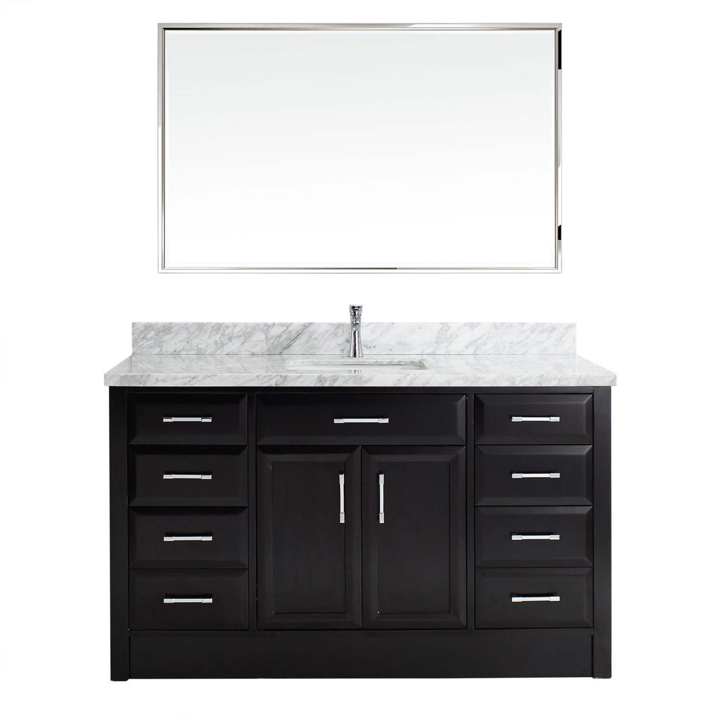 Urban Bathe Callan Bathroom Vanity with Natural Marble Top, Espresso/Carrera, 60-in