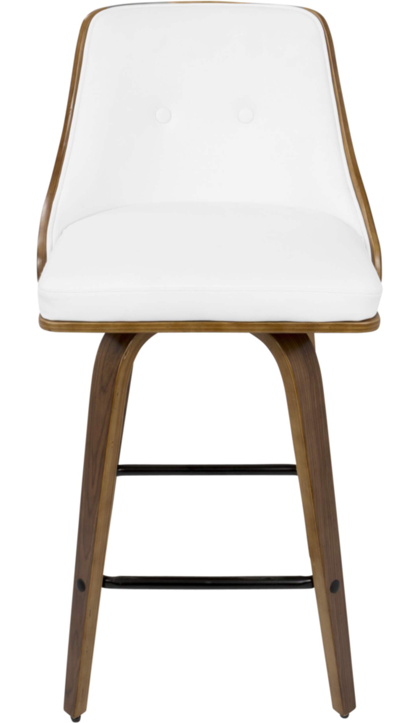 LumiSource Gianna Bentwood PU Leather Swivel Counter/Bar Stool (2-Piece Set), Walnut/White