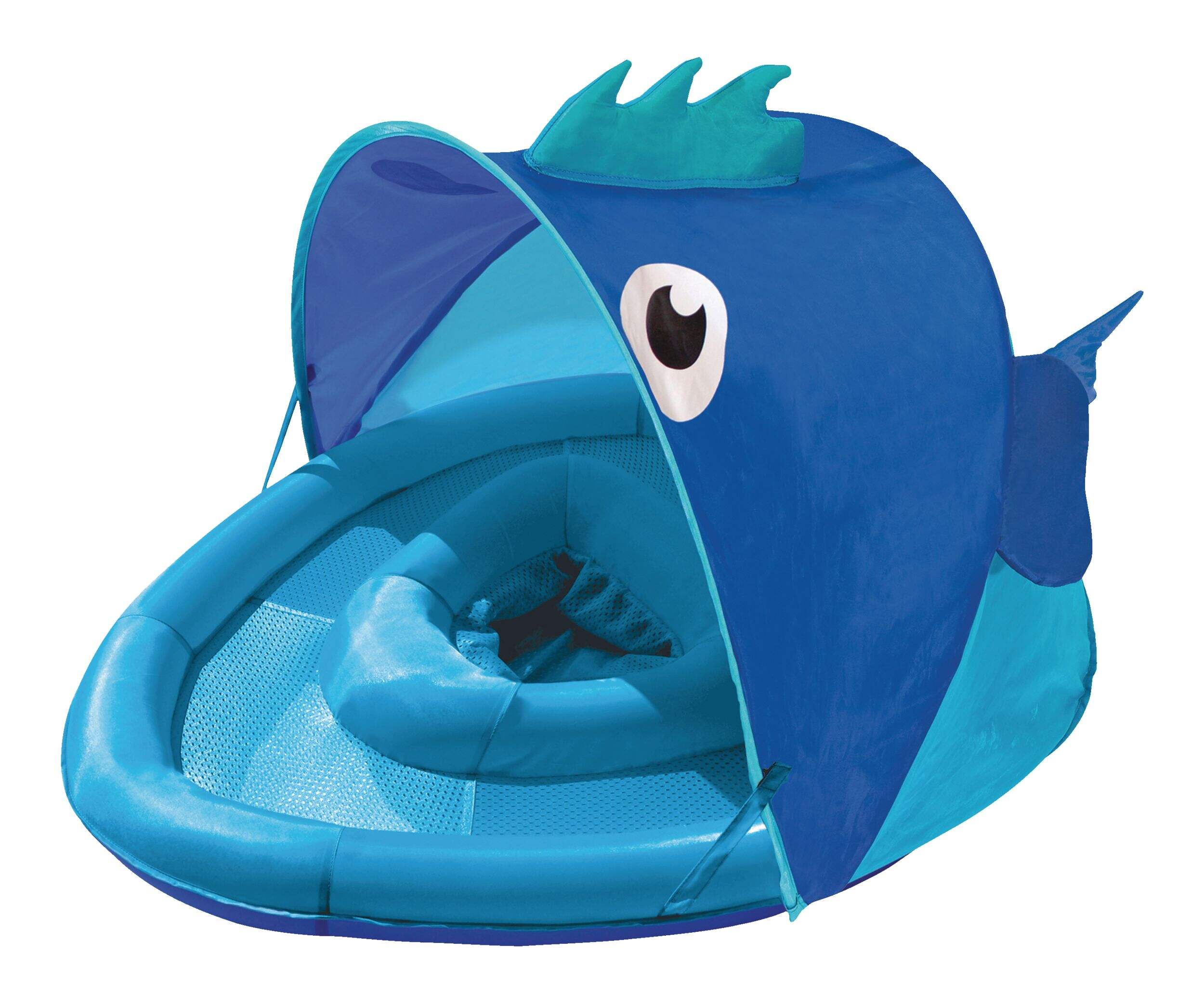 Aqua Fish Inflatable Baby Boat with an Adjustable Canopy UPF 50+ Sunshade, Blue