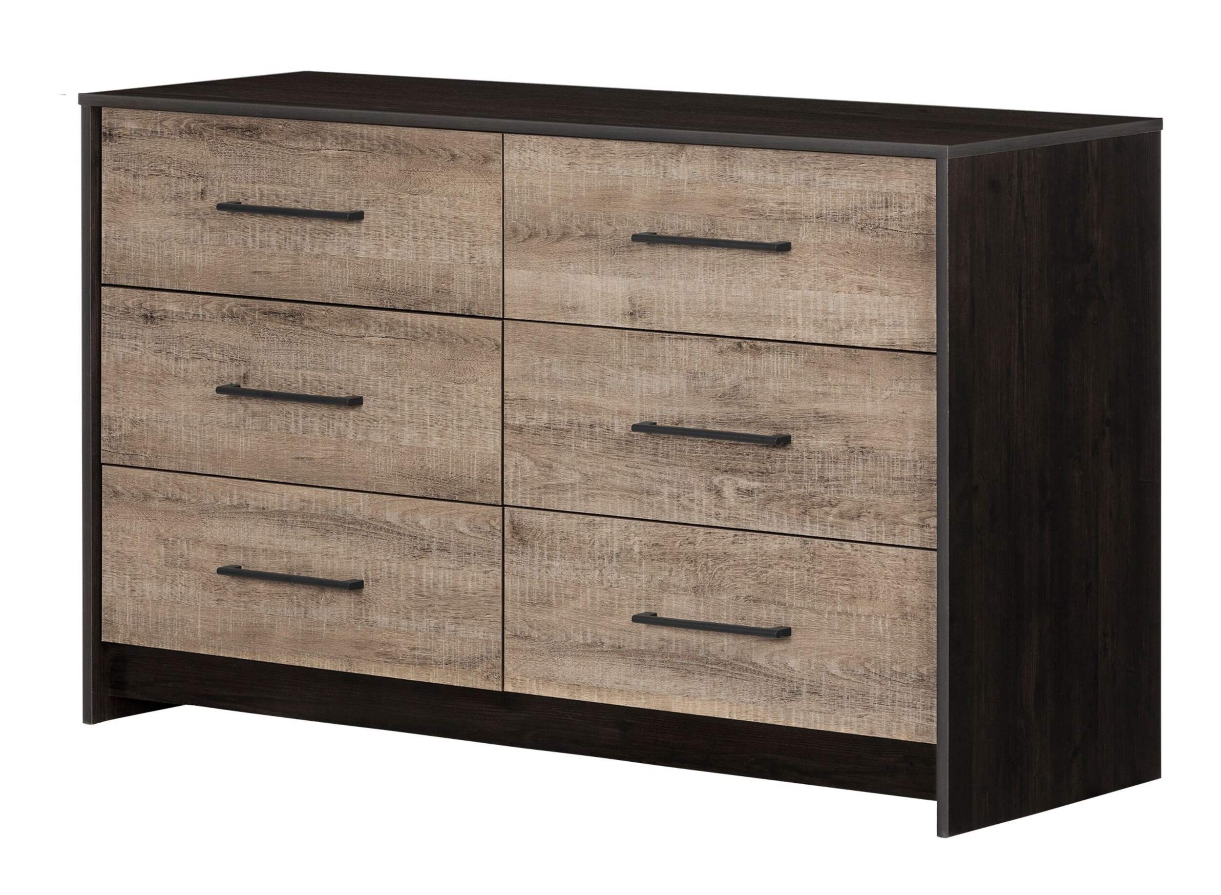 South Shore Londen 6-Drawer Double Dresser/Chest, Ebony/Oak Finish