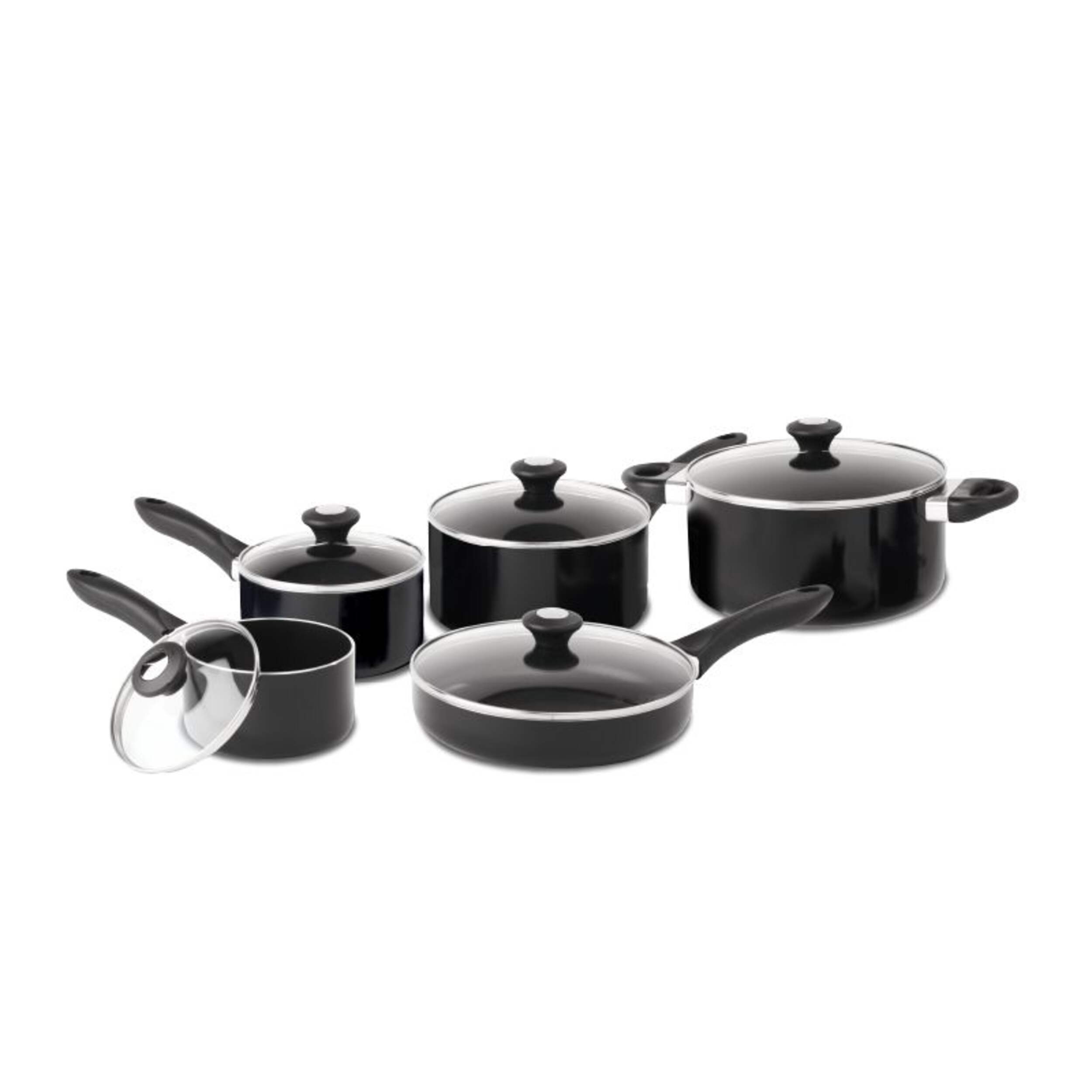 Lagostina Ticino Cookware Set, Non-Stick, Dishwasher & Oven Safe, Black, 10-pc