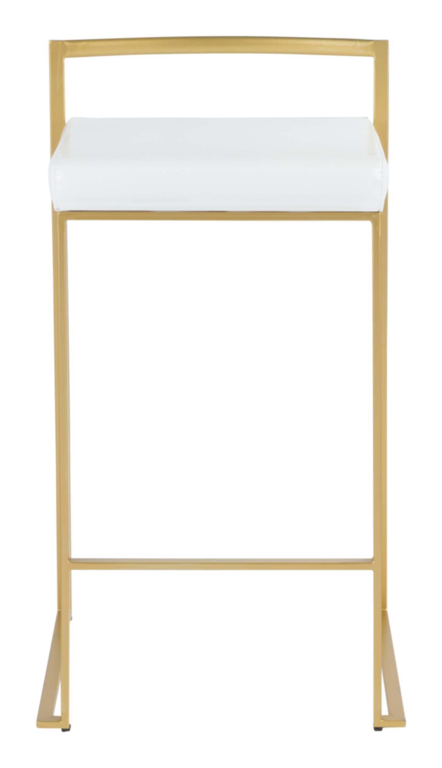 LumiSource Fuji Stackable PU Leather High Counter/Bar Stools (2-Piece Set), Gold/White