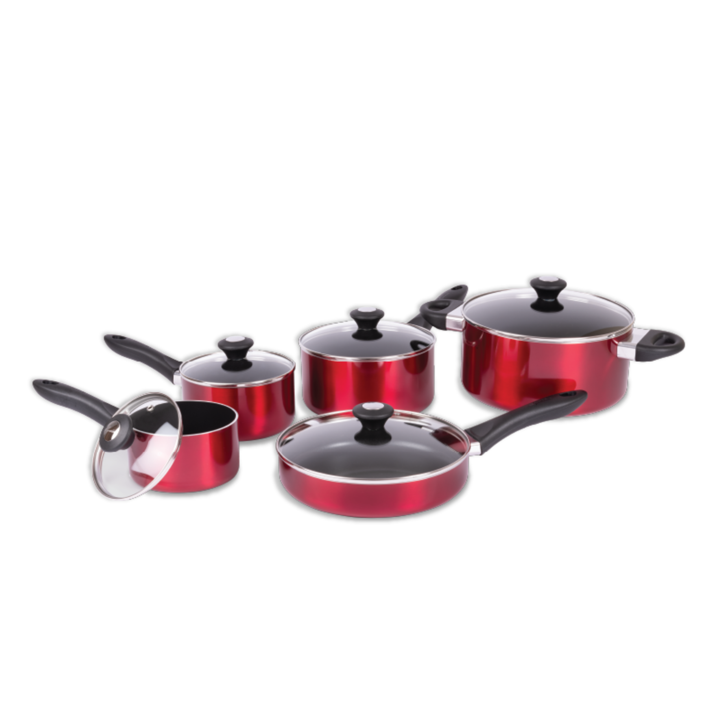 Lagostina Ticino Non-Stick Cookware Set, Red, 10-pc
