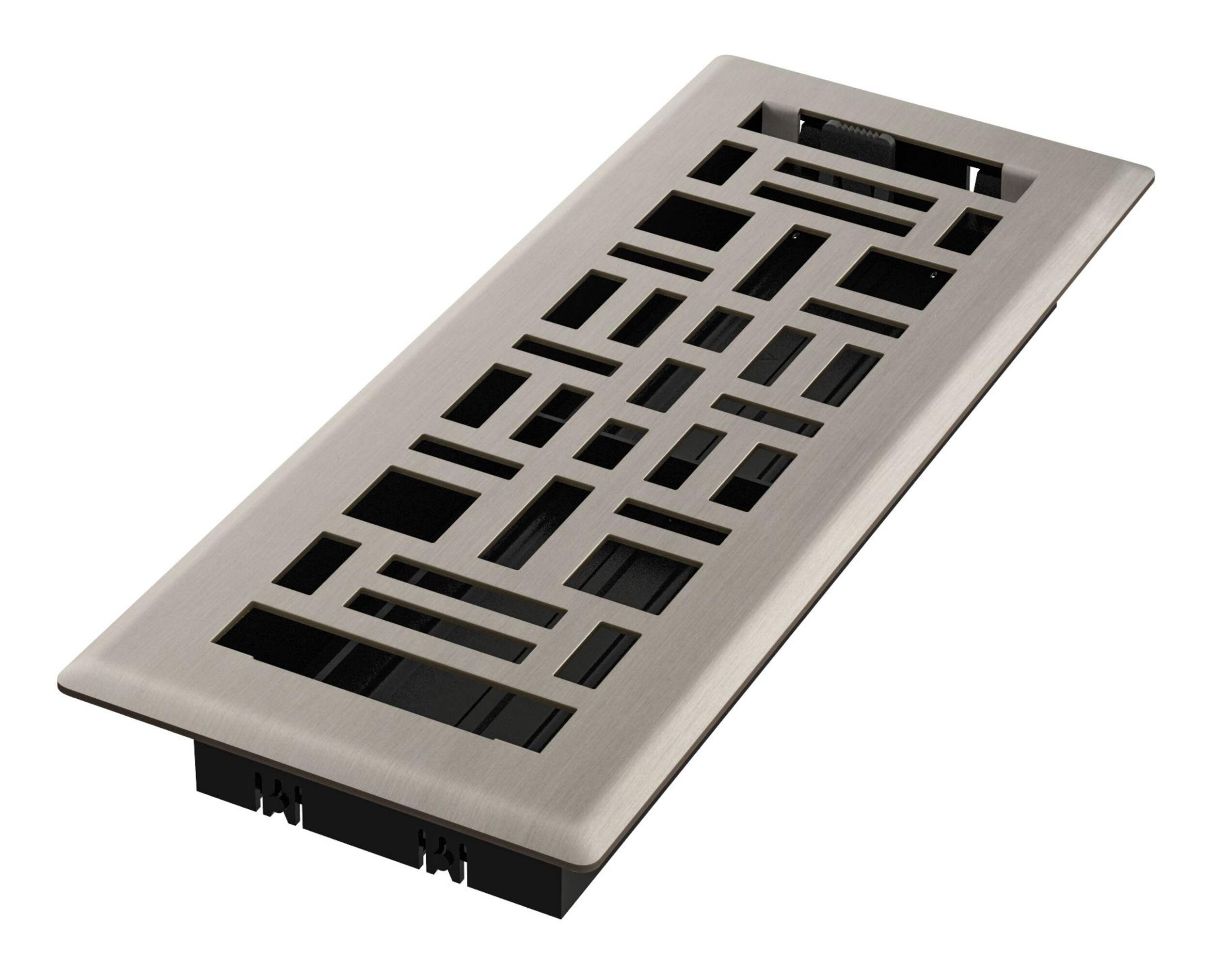 Imperial Arts & Crafts Decorative Steel Floor Register, Adjustable, Brushed Nickel, 3 x 10-in