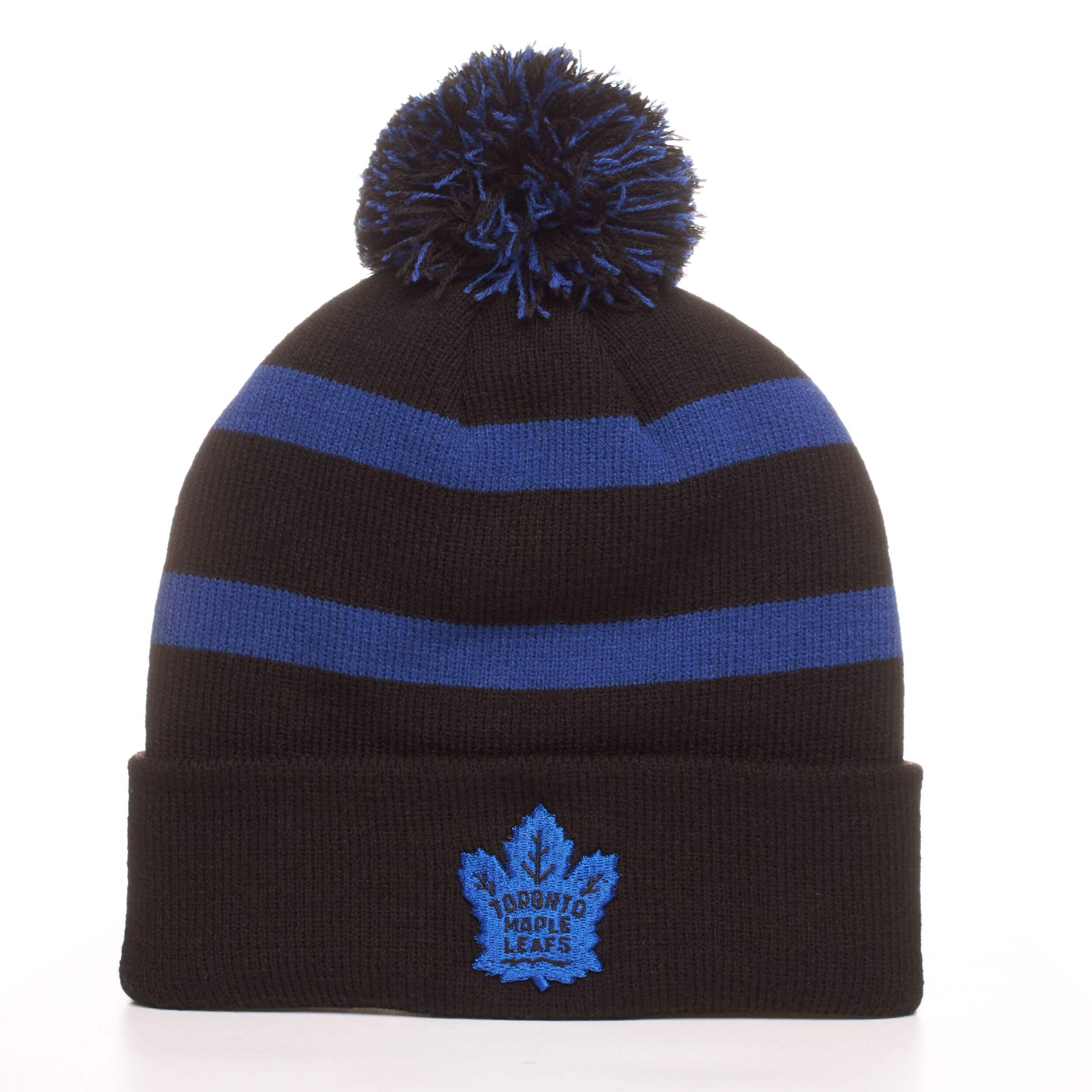 Fan Favourite NHL Toronto Maple Leafs Mass Breakaway Cuffed Knit Fashion Pom Beanie Toque, Black