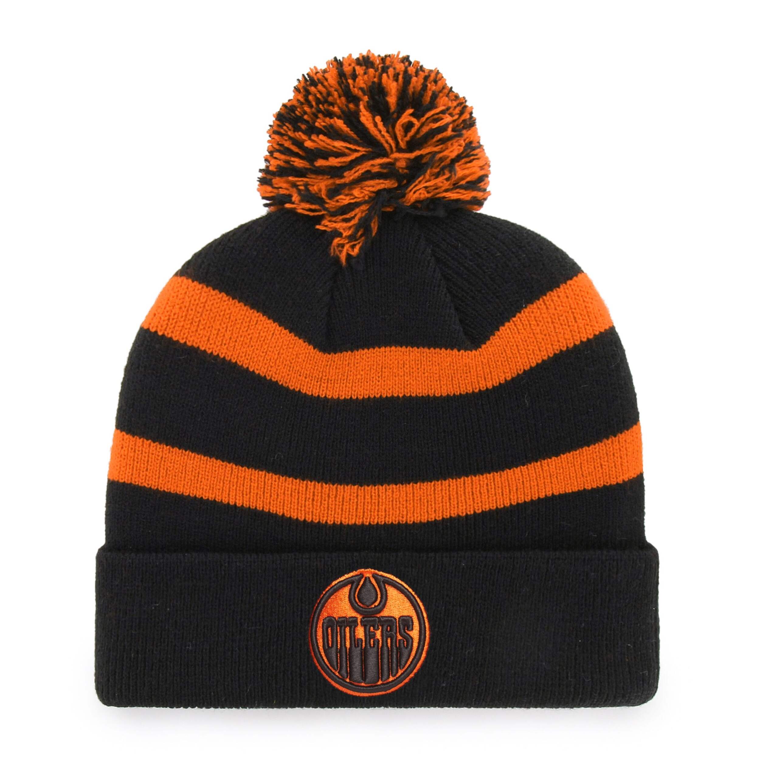 Fan Favourite NHL Edmonton Oilers Mass Breakaway Cuffed Knit Fashion Pom Beanie Toque, Black