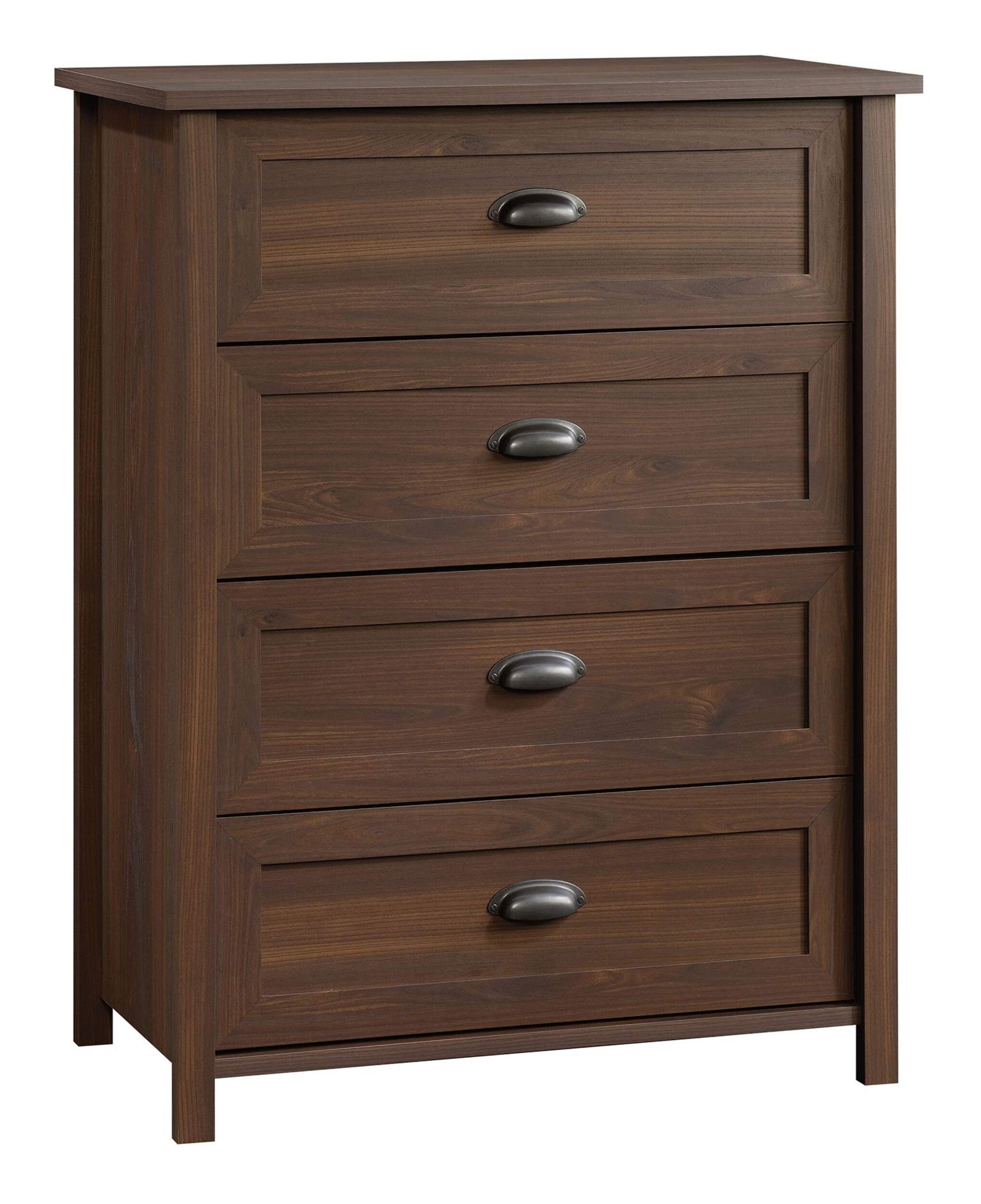Sauder County Line 4-Drawer Dresser/Chest, Rum Walnut Finish