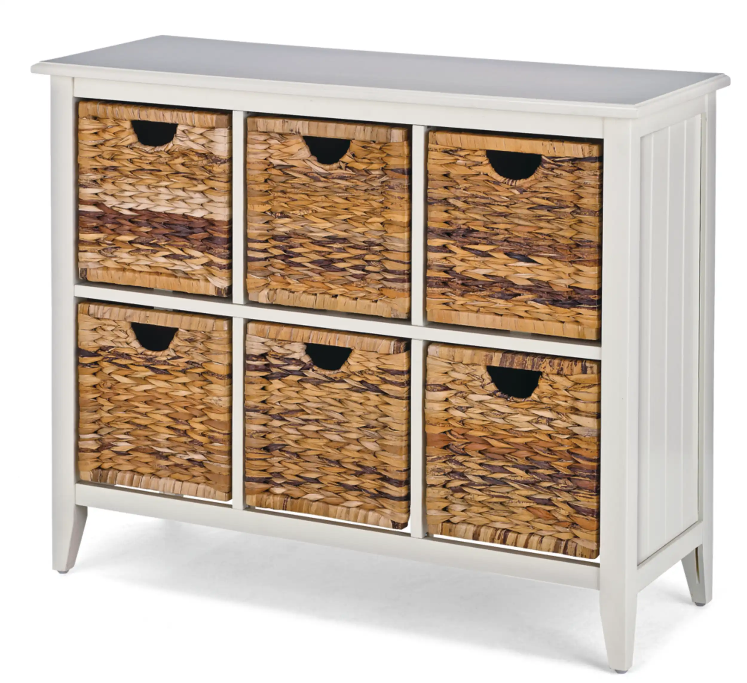 For Living Verona Basket Front 6-Drawer Wood Storage Chest/Dresser, White