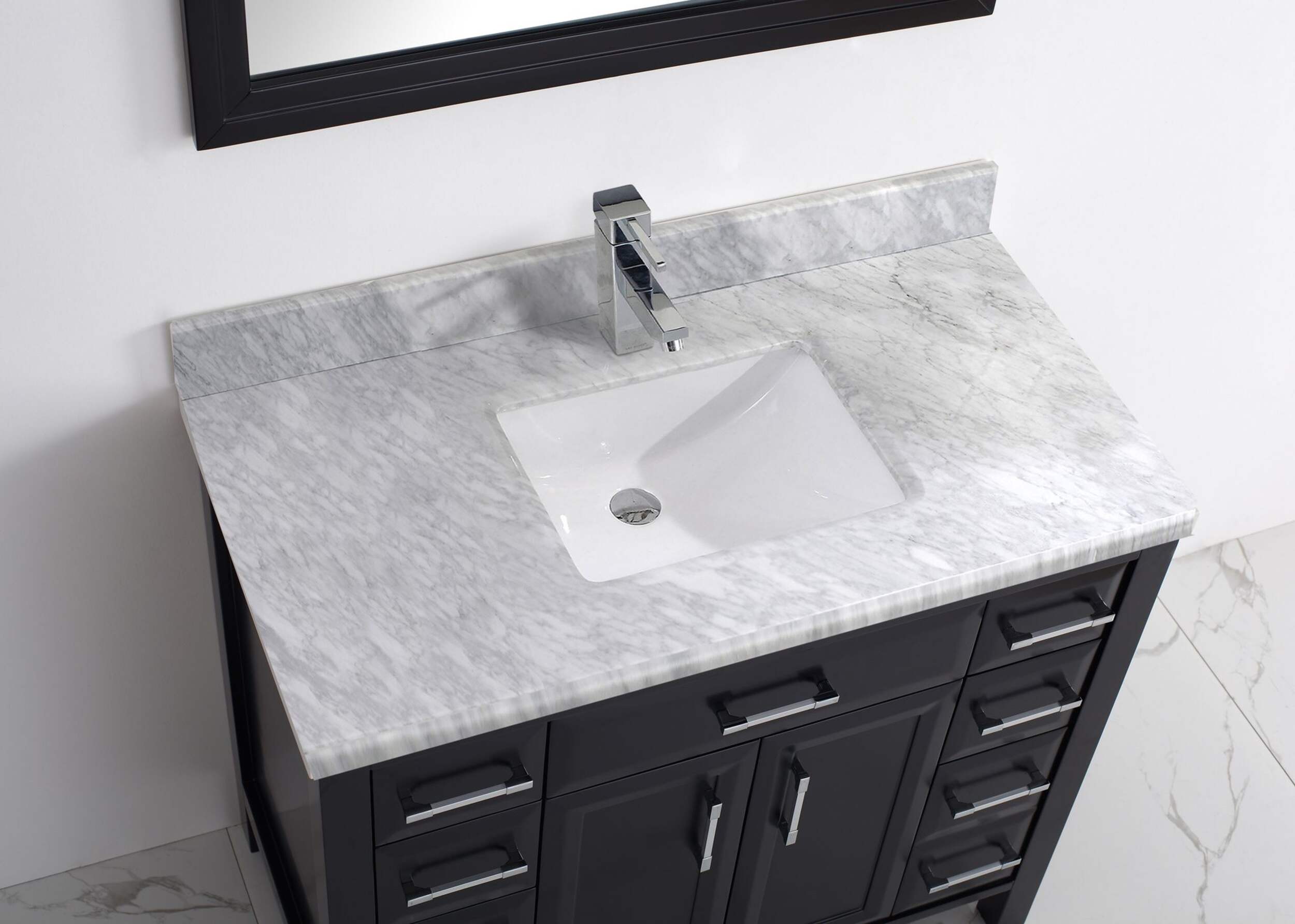 Urban Bathe Callan Bathroom Vanity with Natural Marble Top, Espresso/Carrera, 42-in