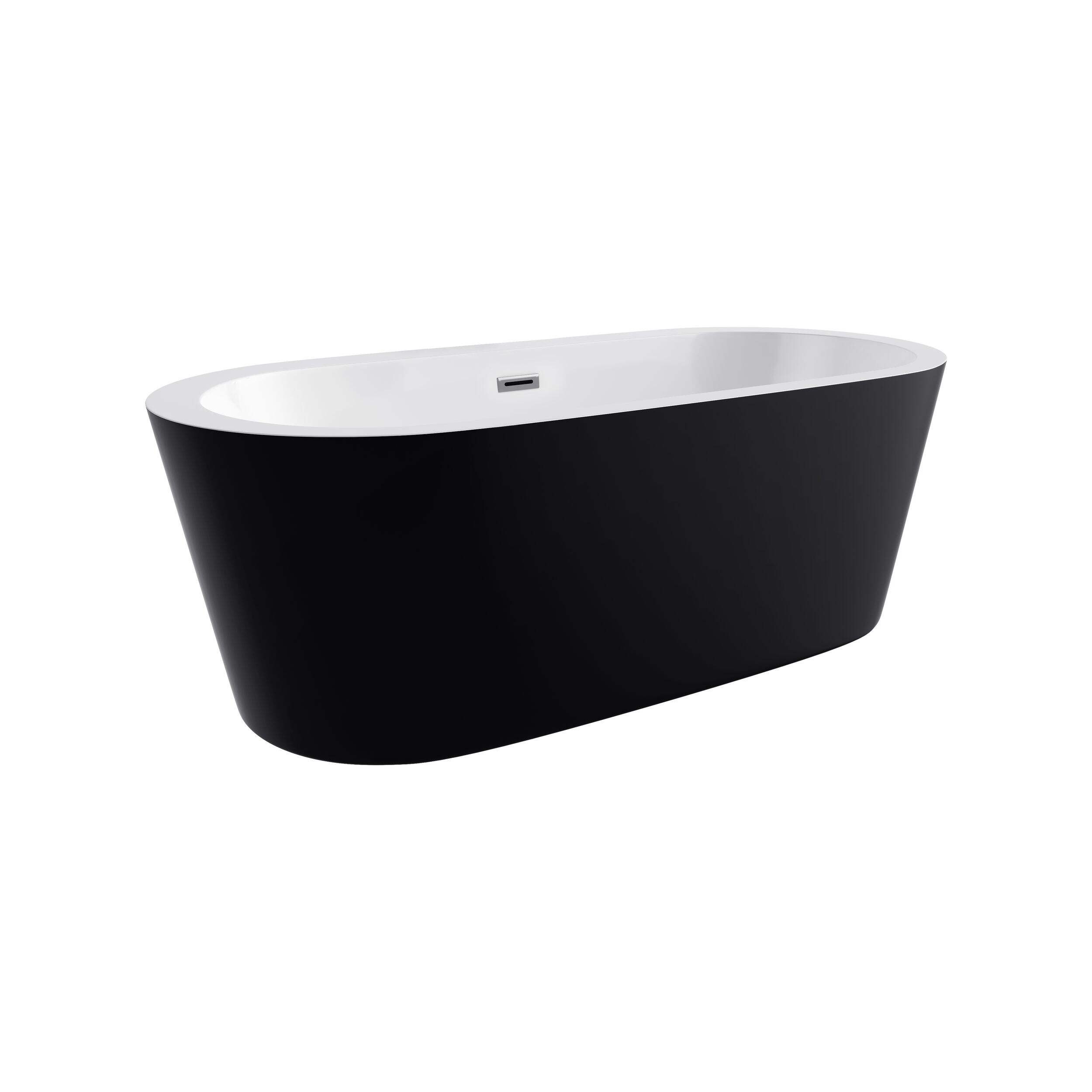 A&E Bath Marlow Artistic Acrylic Freestanding Bathtub with Adjustable Feet, Matte Black, 67-in