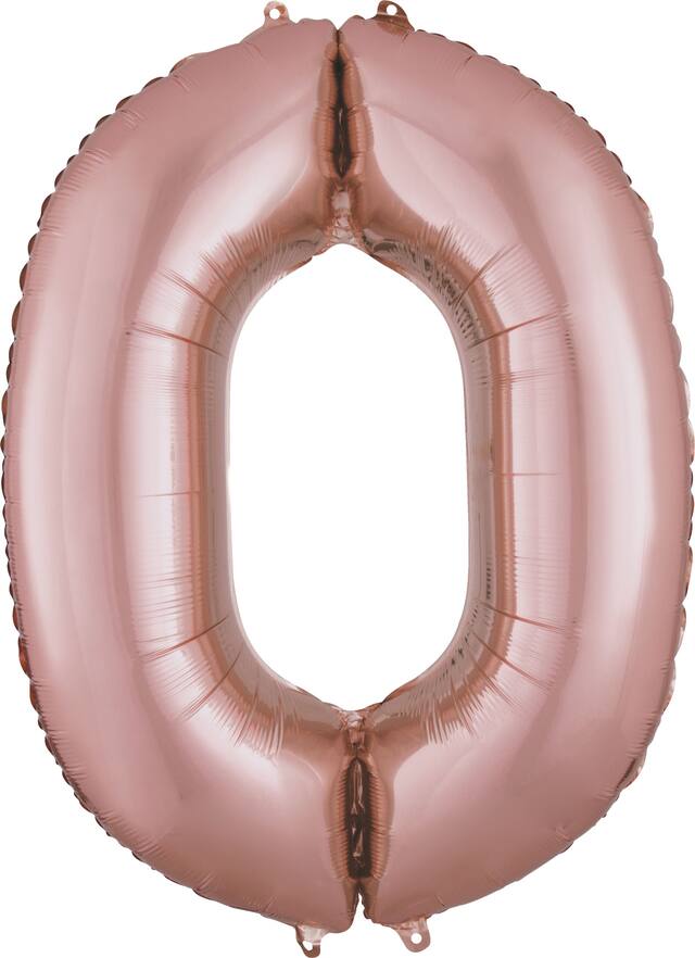 0-9 Numbers Satin Foil Balloon, Rose Gold, 34-in, Helium Inflation & Ribbon Included for Birthday/Graduation/New Year's Eve/Anniversary
