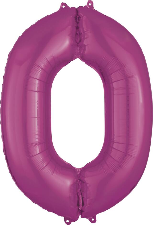 0-9 Numbers Satin Foil Balloon, Pink, 34-in, Helium Inflation & Ribbon Included for Birthday/Graduation/New Year's Eve/Anniversary