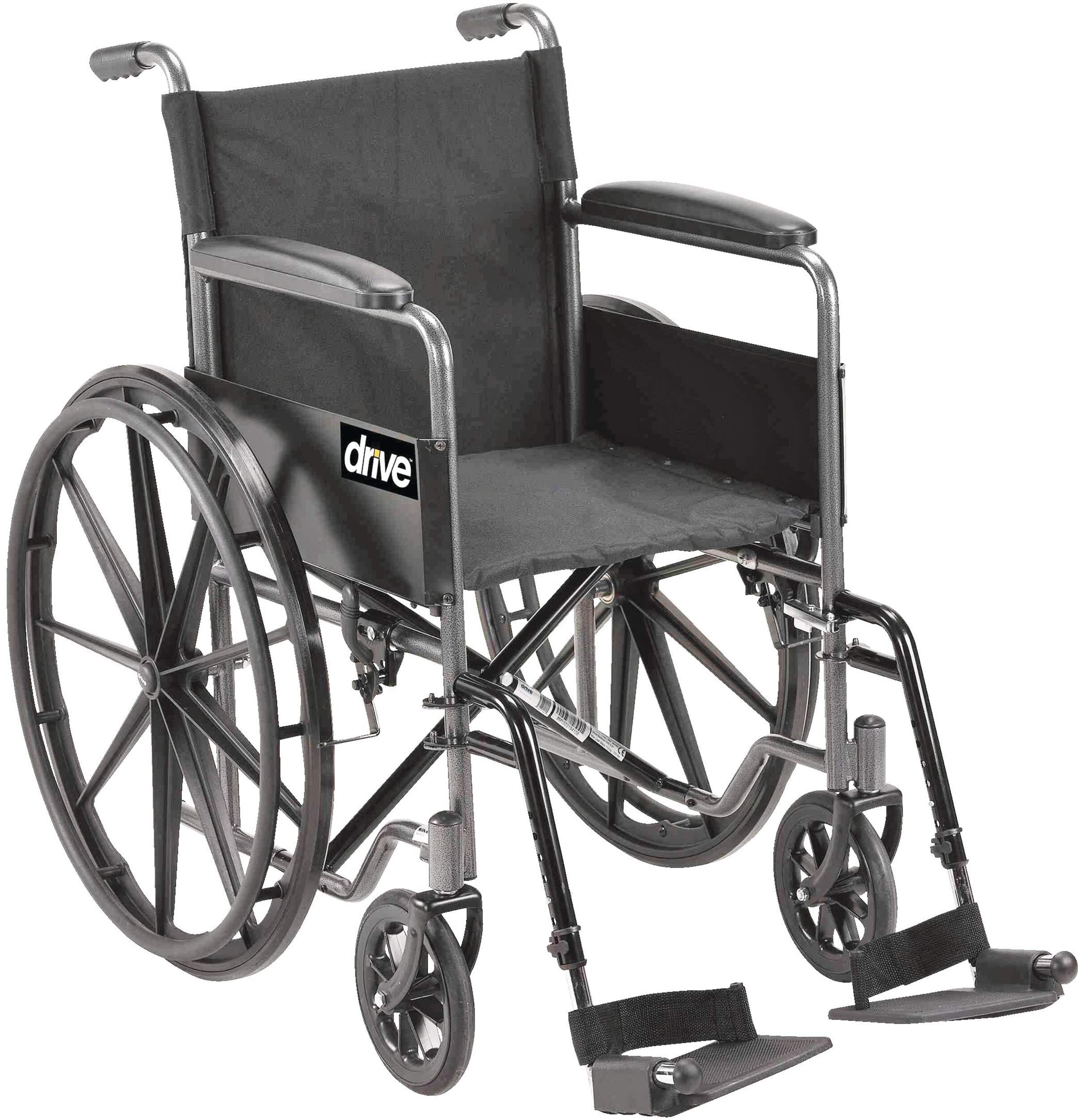 Drive Medical Silver Sport 1 Wheelchair with Swing Away Footrests & Folding Back, 18-in