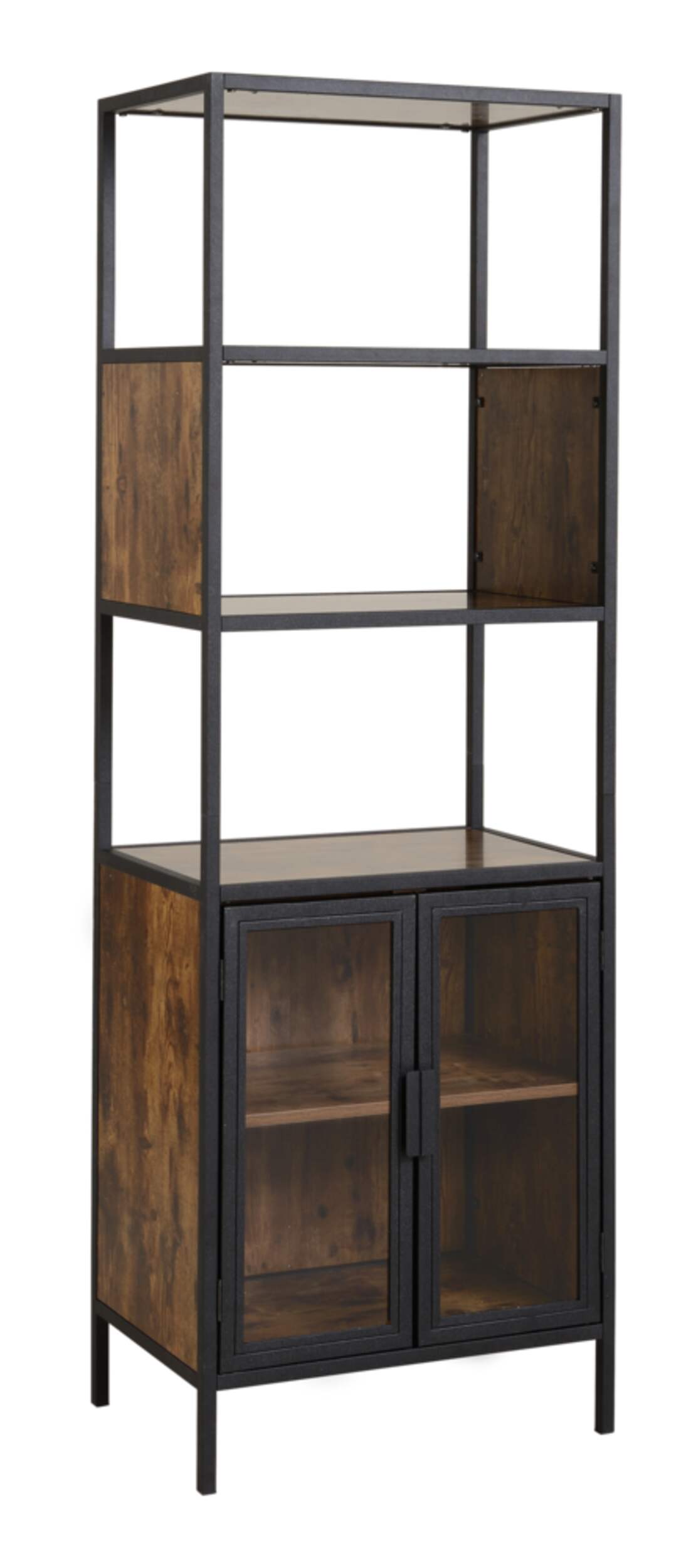 Homestar Mixed Material Display Cabinet with Glass Doors