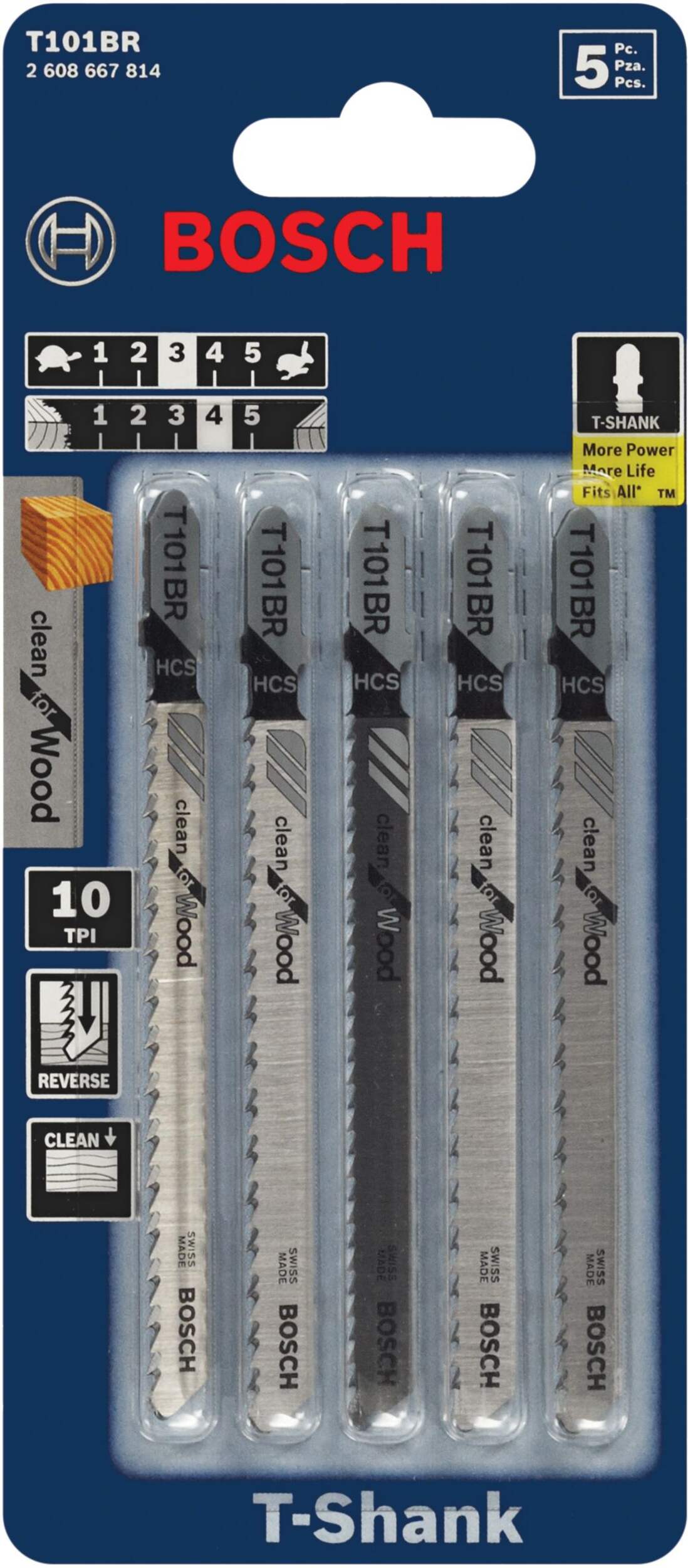 Bosch 3.03-in HCS Jigsaw Blades for Wood, Laminate, Plastic, 5-pk