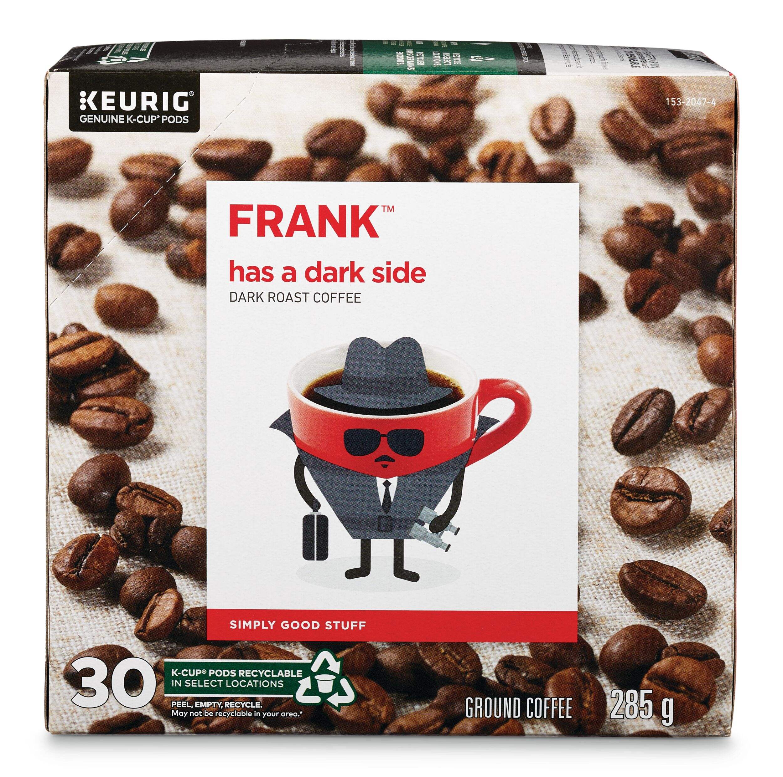 FRANK Has a Dark Side Dark Roast K-CupÃÂ® Coffee Pods, 285-g, 30-pk, , Keurig Compatible