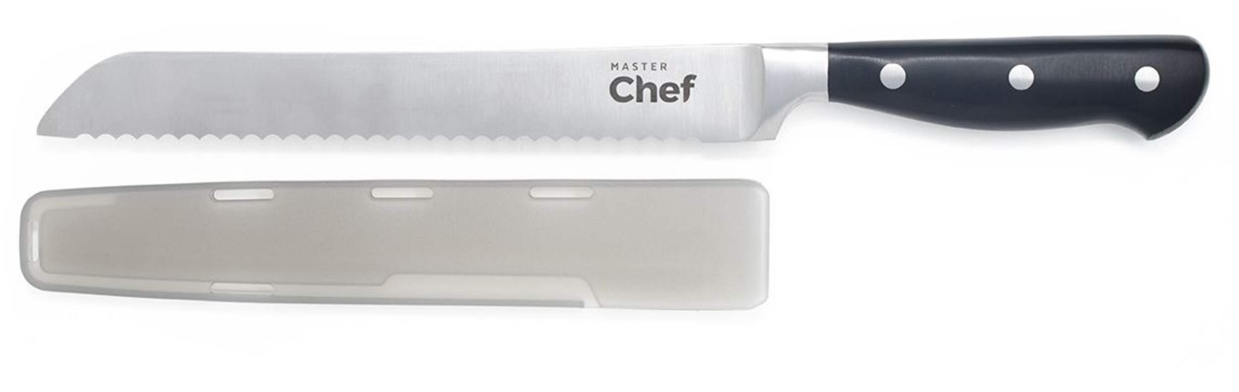 MASTER Chef Stainless Steel Serrated Bread Knife with Sheath, 8-in