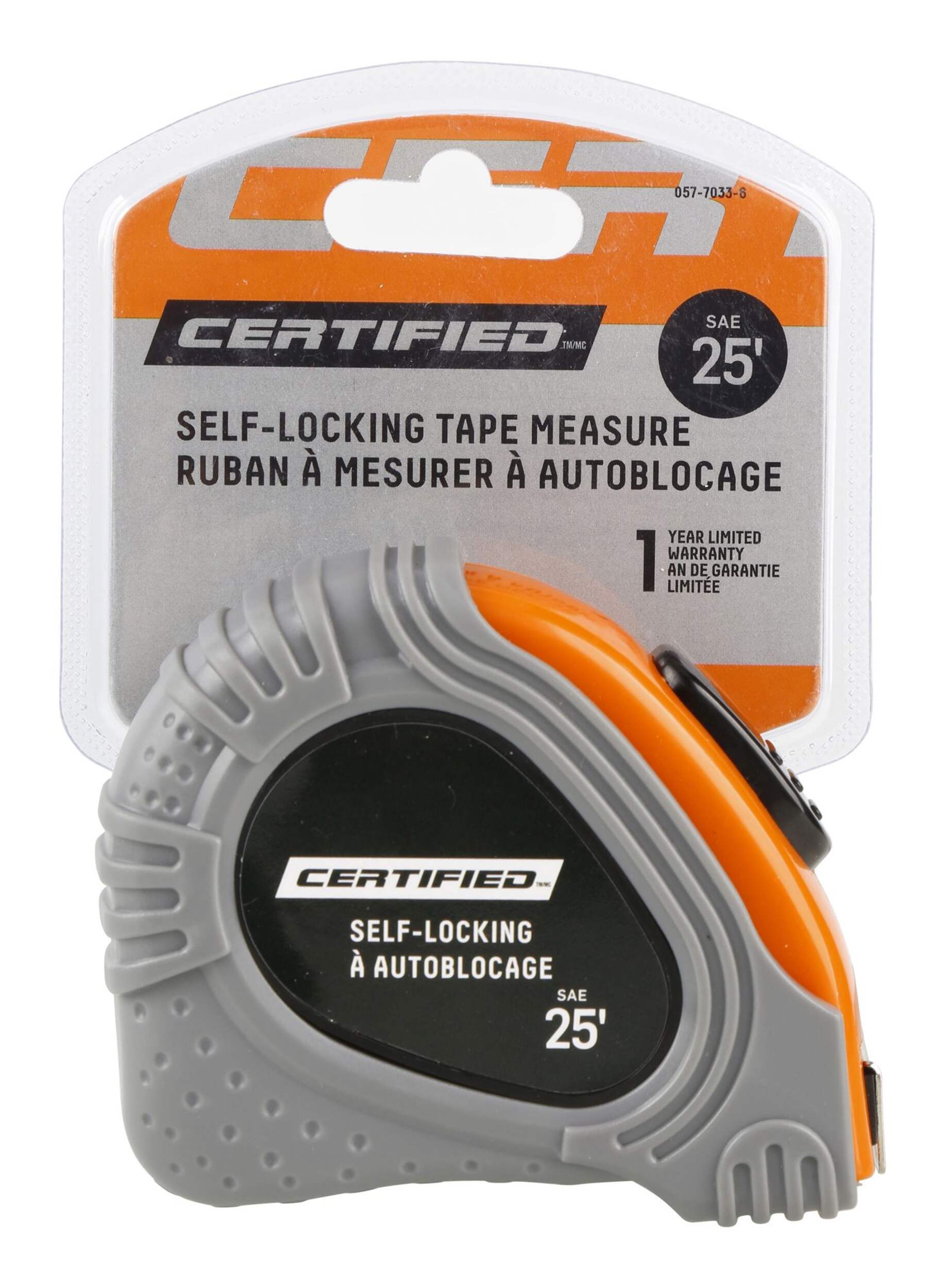 Certified Auto Lock Tape Measure, 25-ft