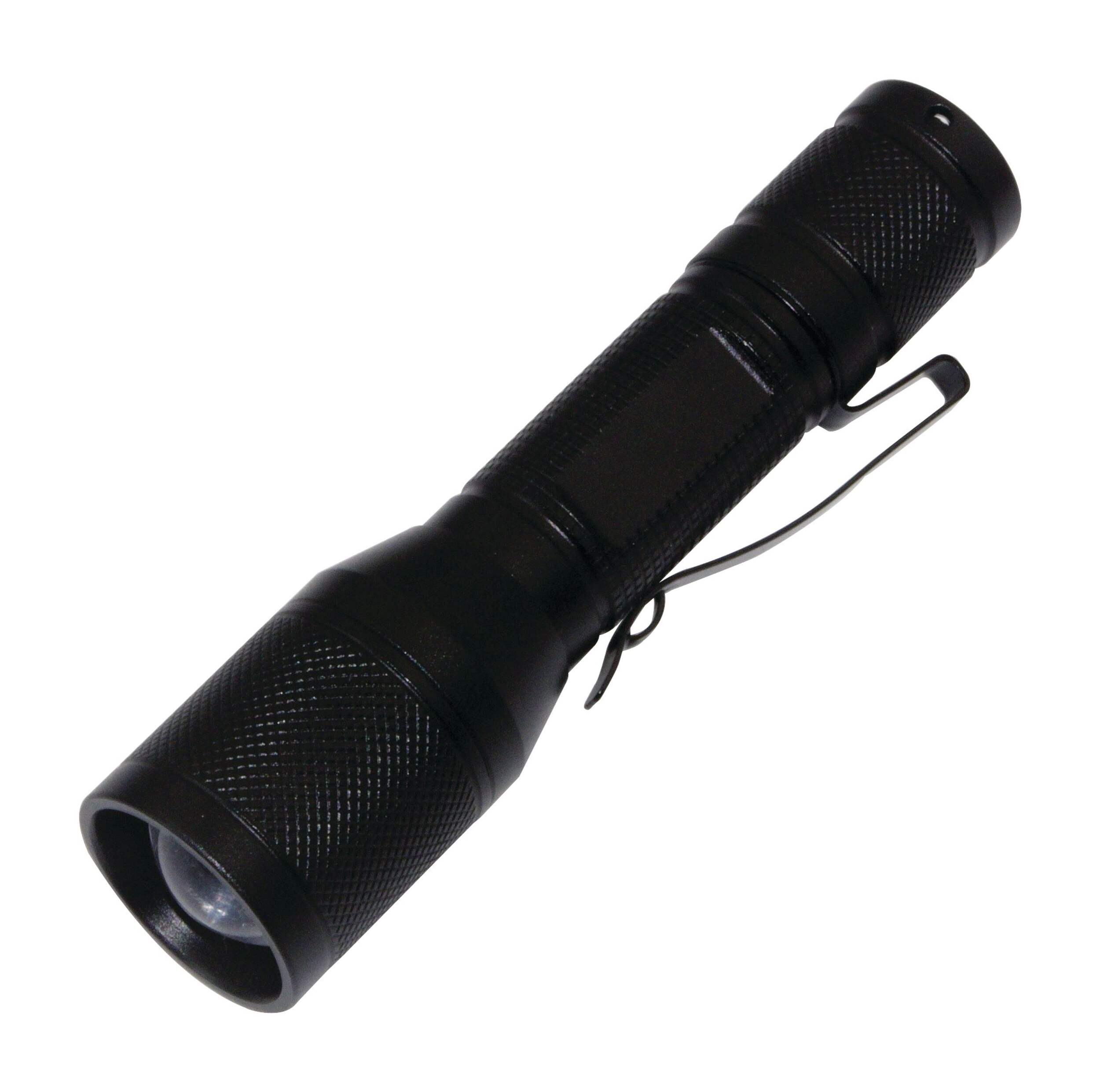 Certified 50 Lumens LED Aluminum Handheld Flashlight with Adjustable Brightness, Batteries Included, Black