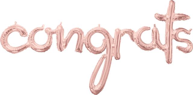 "Congrats" Cursive Letters Satin Foil Balloon, Rose Gold, 56x28-in, Air-Filled for Graduation/Engagement/Birthday/Retirement