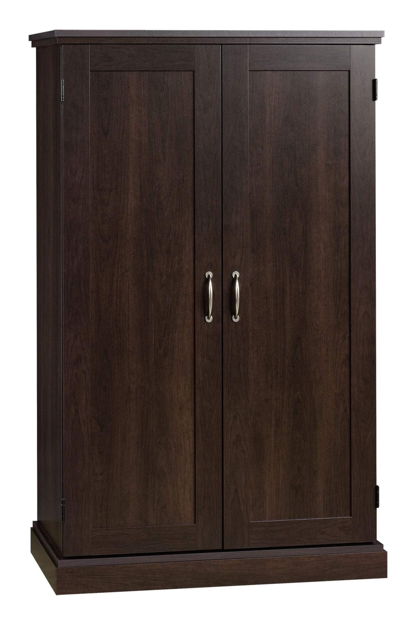 Sauder  2-Door Computer Desk Storage Cabinet With Workstation & Laptop Tray, Cherry Finish