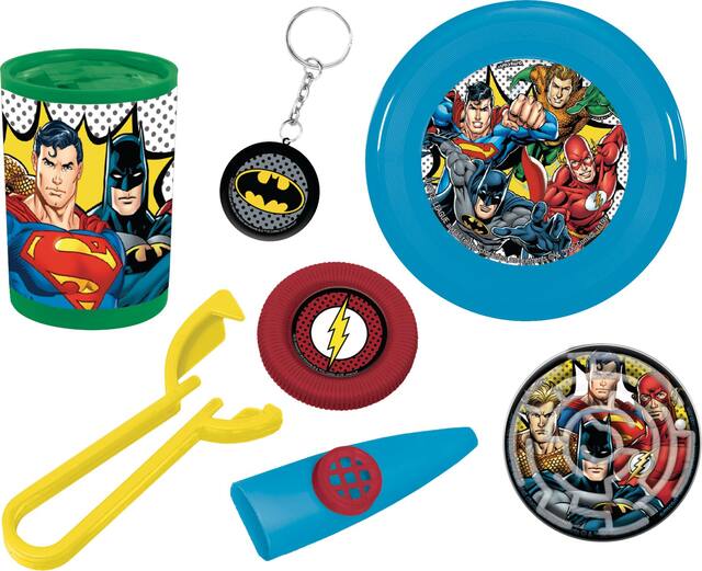 DC Justice League Superman/Batman/Flash Mega Mix Party Favour Pack, Green/Blue/Yellow, 48-pk, for Birthday/Party Favour