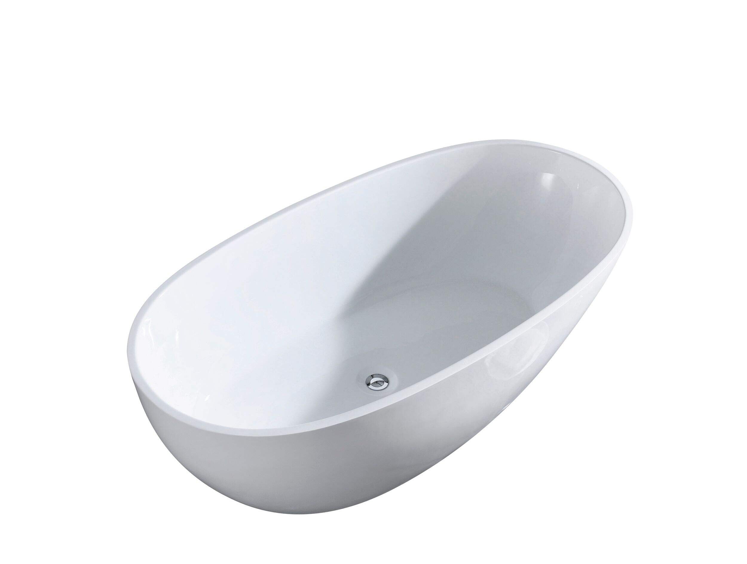 A&E Bath Jessamy Acrylic Freestanding Bathtub with Adjustable Feet, White, 67-in
