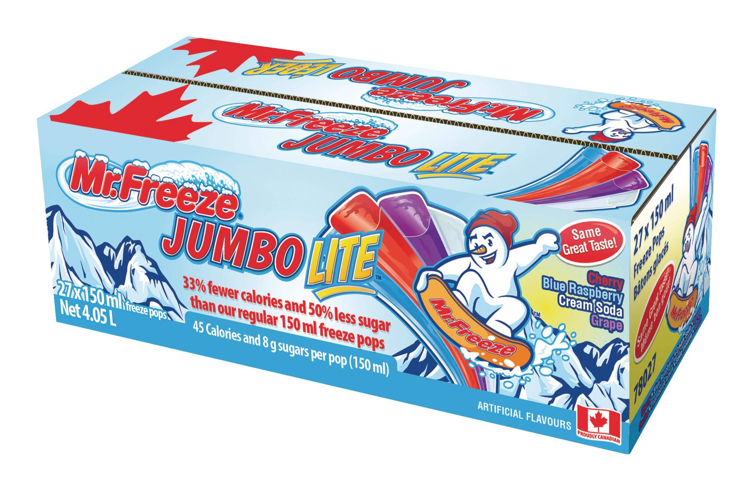 Mr. Freeze Low Sugar Jumbo Lite Freezies, 27 x 150-ml