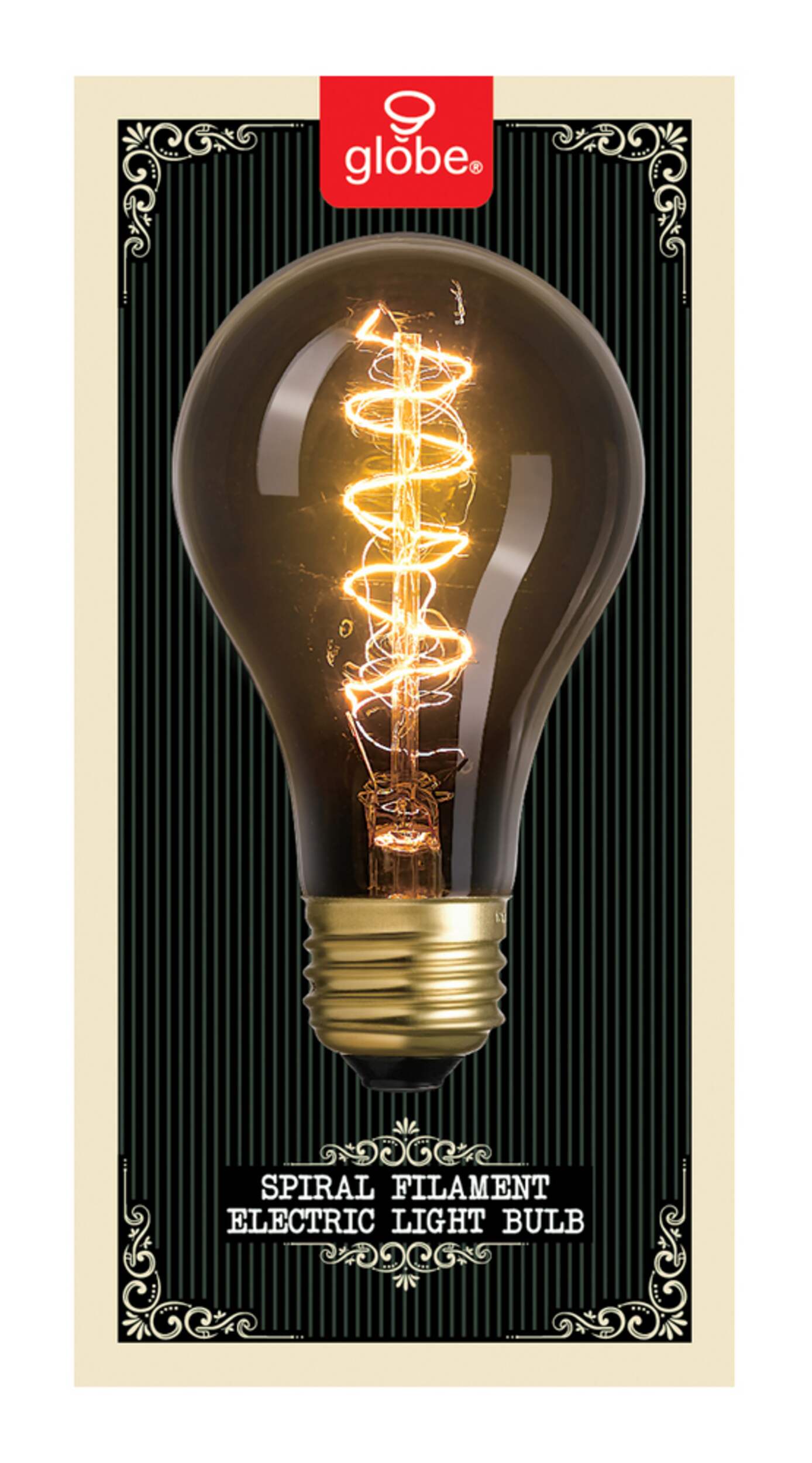 Globe Electric A21 E26 Base Clear Dimmable Spiral Filament Electric Light Bulb, 40W