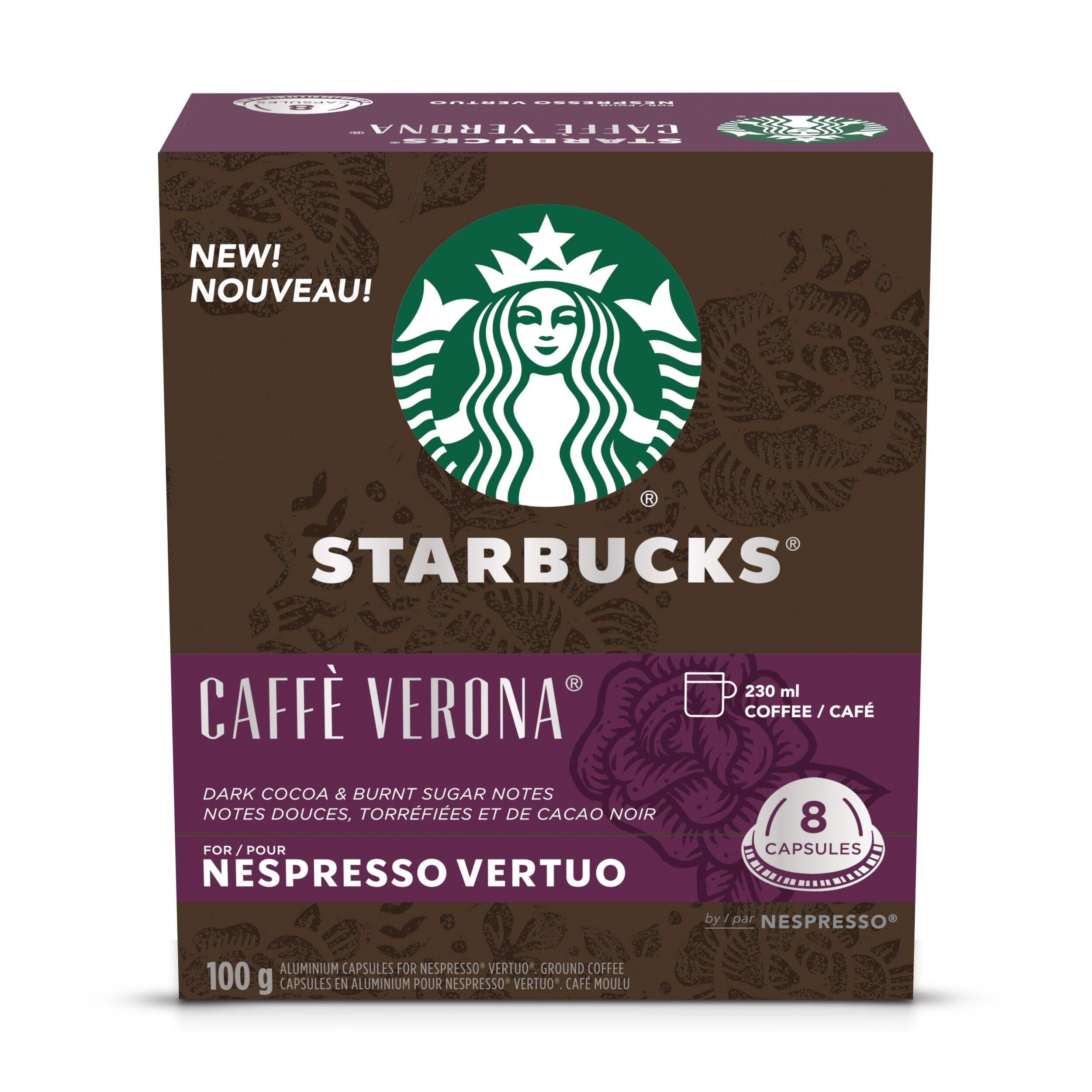 Nespresso Starbucks Caffe Verona Coffee Capsules, 100-g, 8-pk