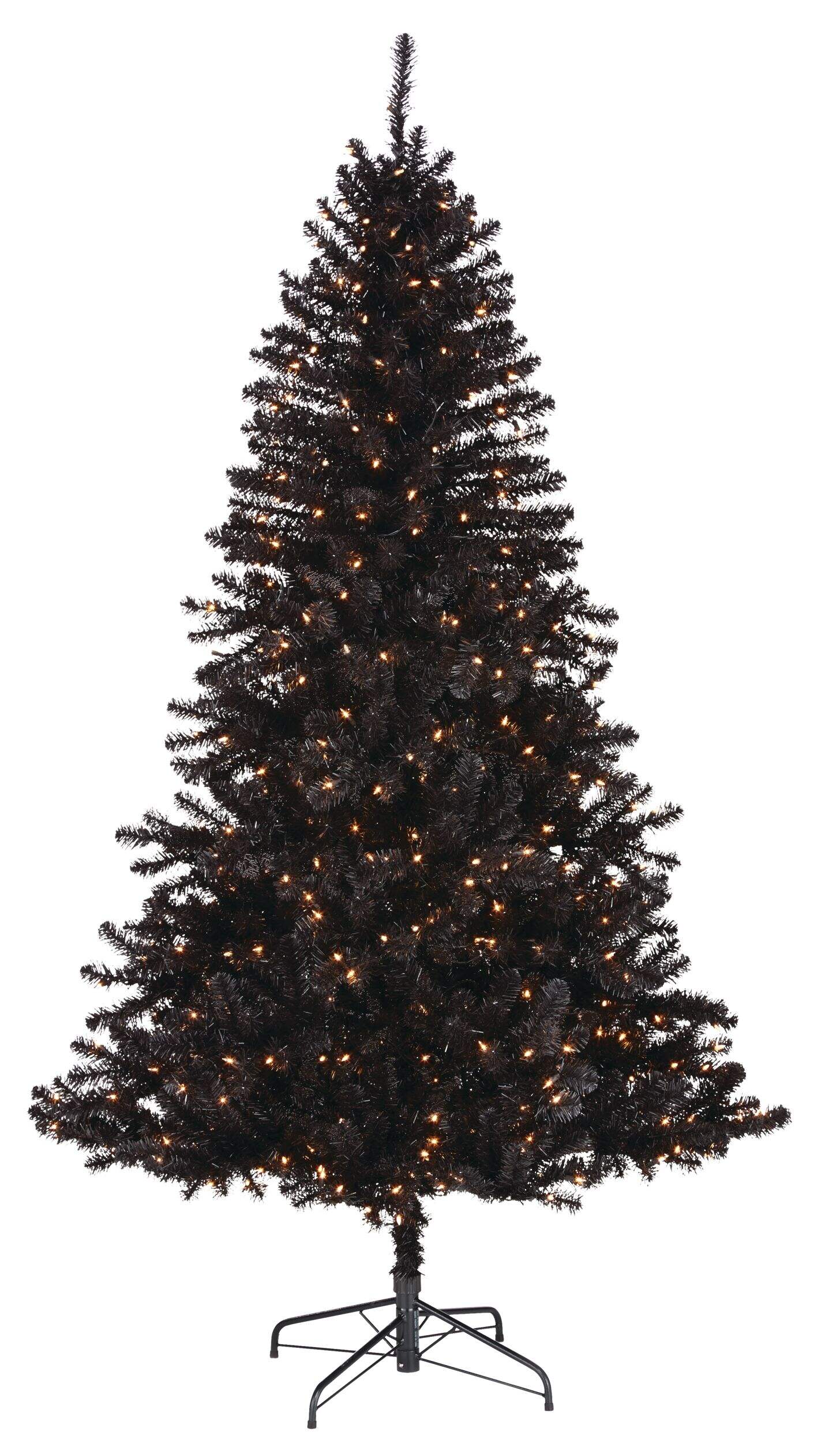 NOMA Pre-lit Alaskan Black Christmas Tree with Tree Stand, 450 Incandescent Lights, 7-ft