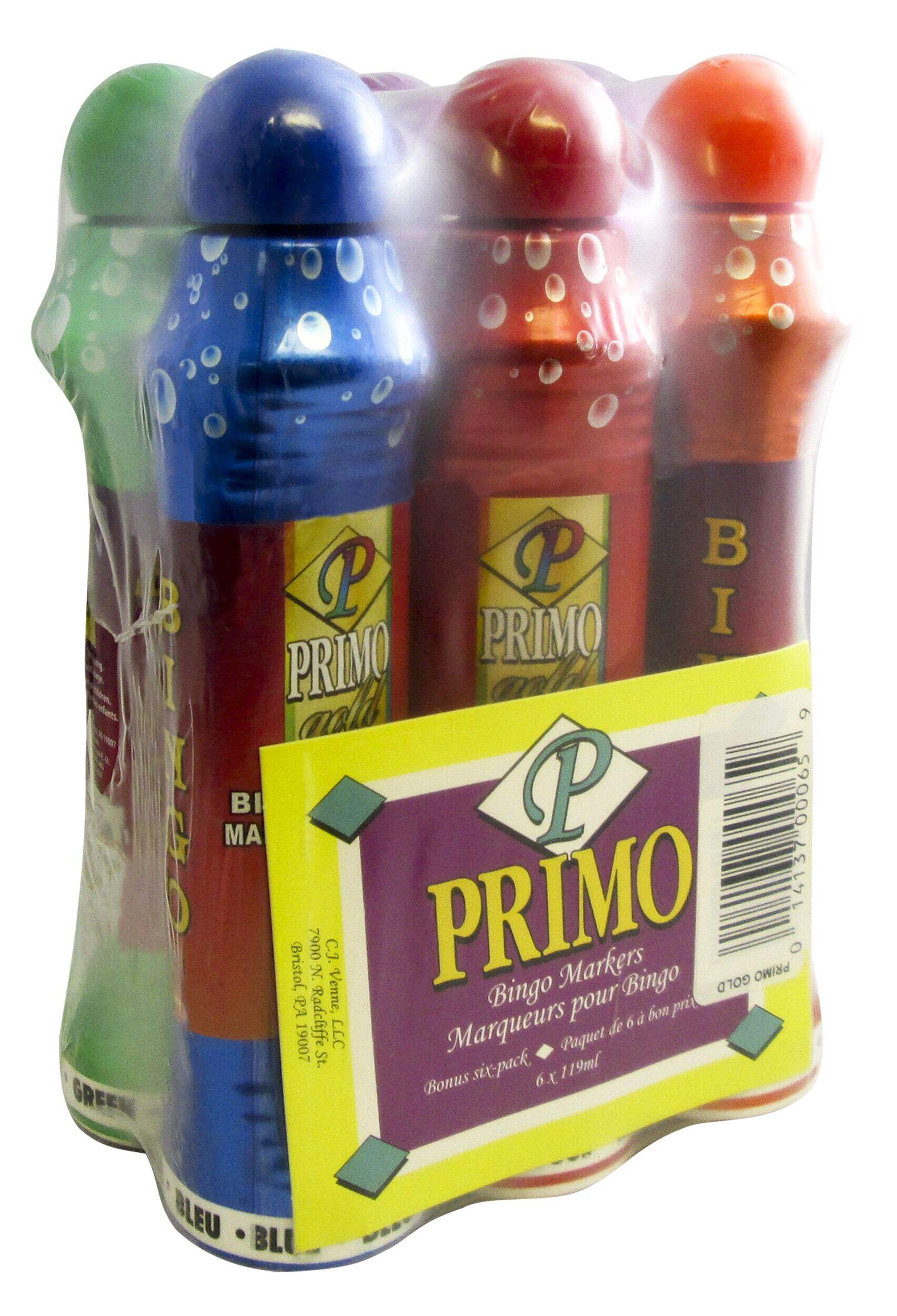 Primo Gold Brilliant Ink Scented Bingo Dabber/Dauber Marker, Non-Leaking, 6-Pack, Age 12+