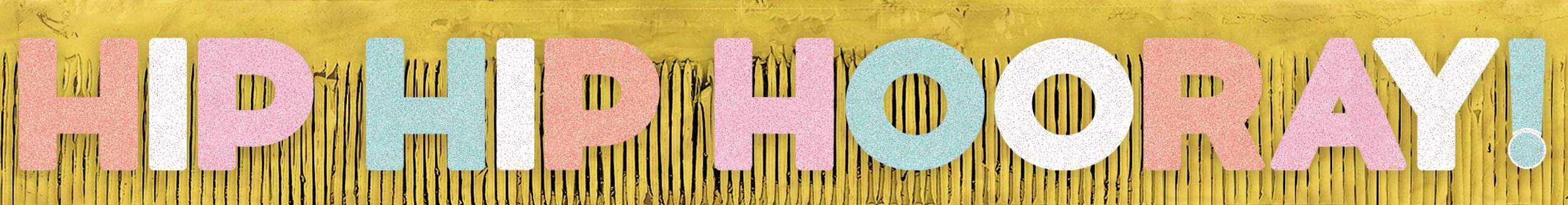 "Hip Hip Hooray" Fringe Hanging Garland Banner Decoration, Gold, 10-ft,  for Birthday Party